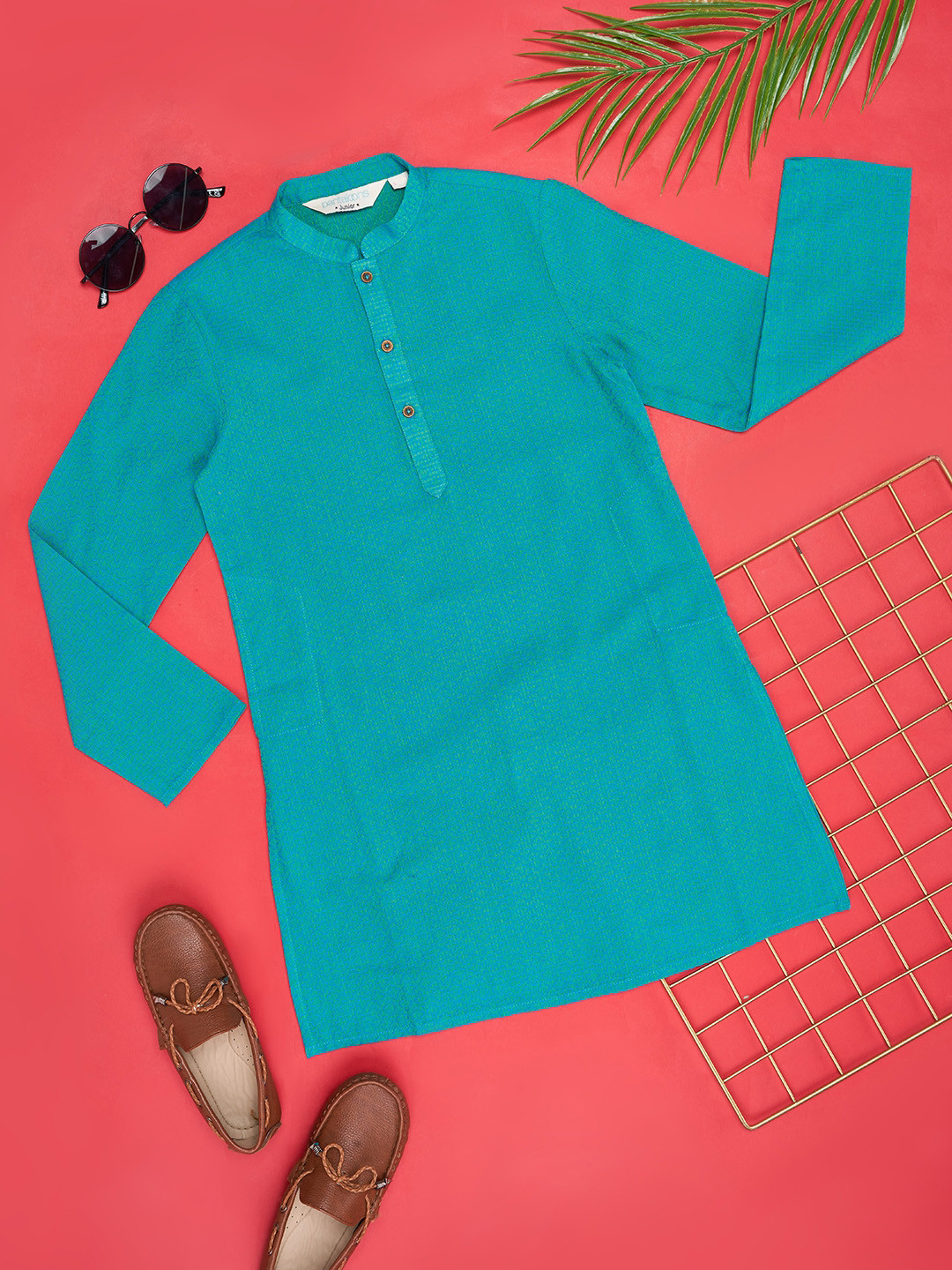 indus route by Pantaloons Boys Mandarin Collar Long Sleeves Cotton Kurta