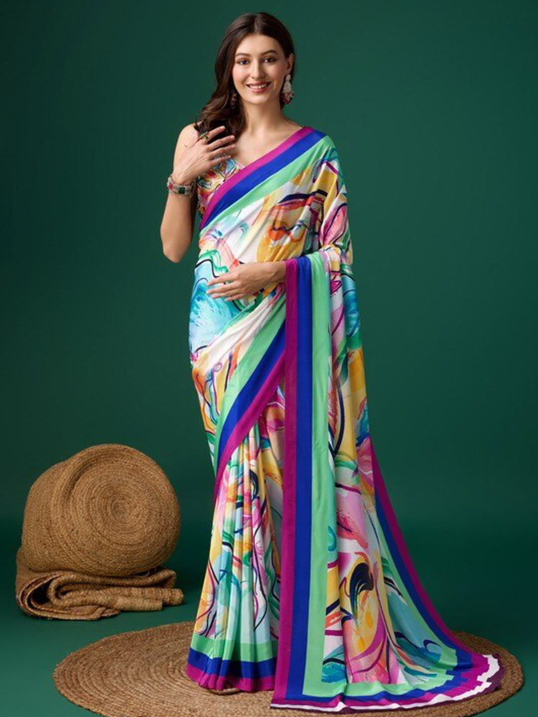 P D Silk Mills Printed Pure Crepe Saree