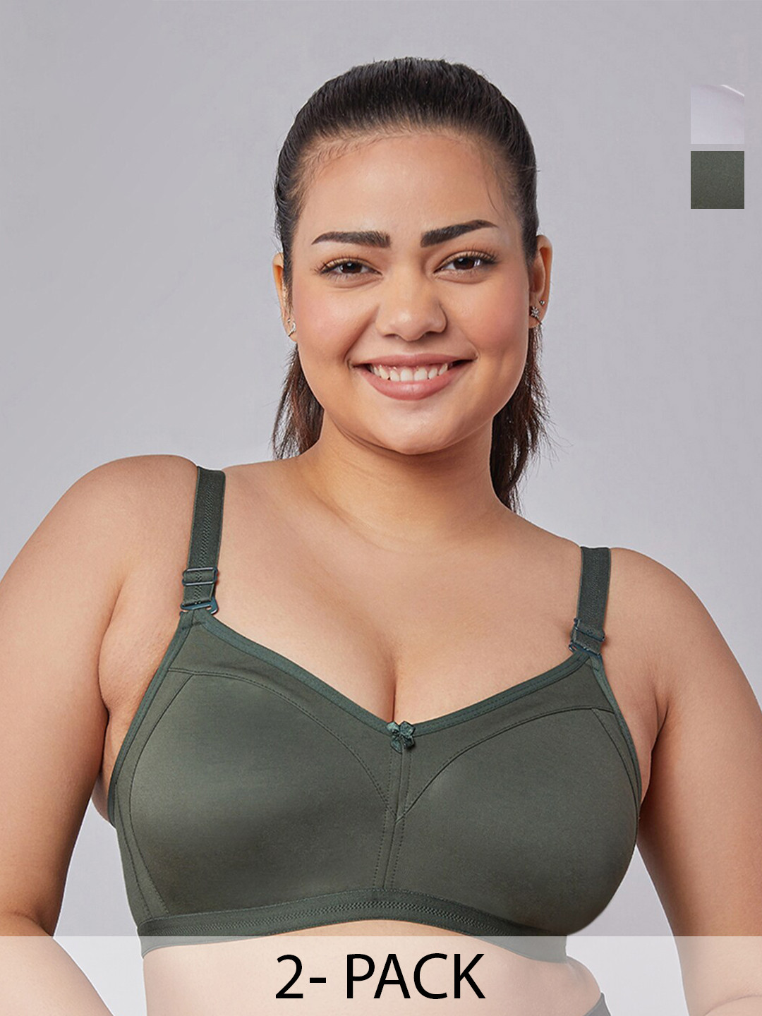 MAASHIE Pack of 2 Double Layered Non Padded Minimizer Bra OL-WH