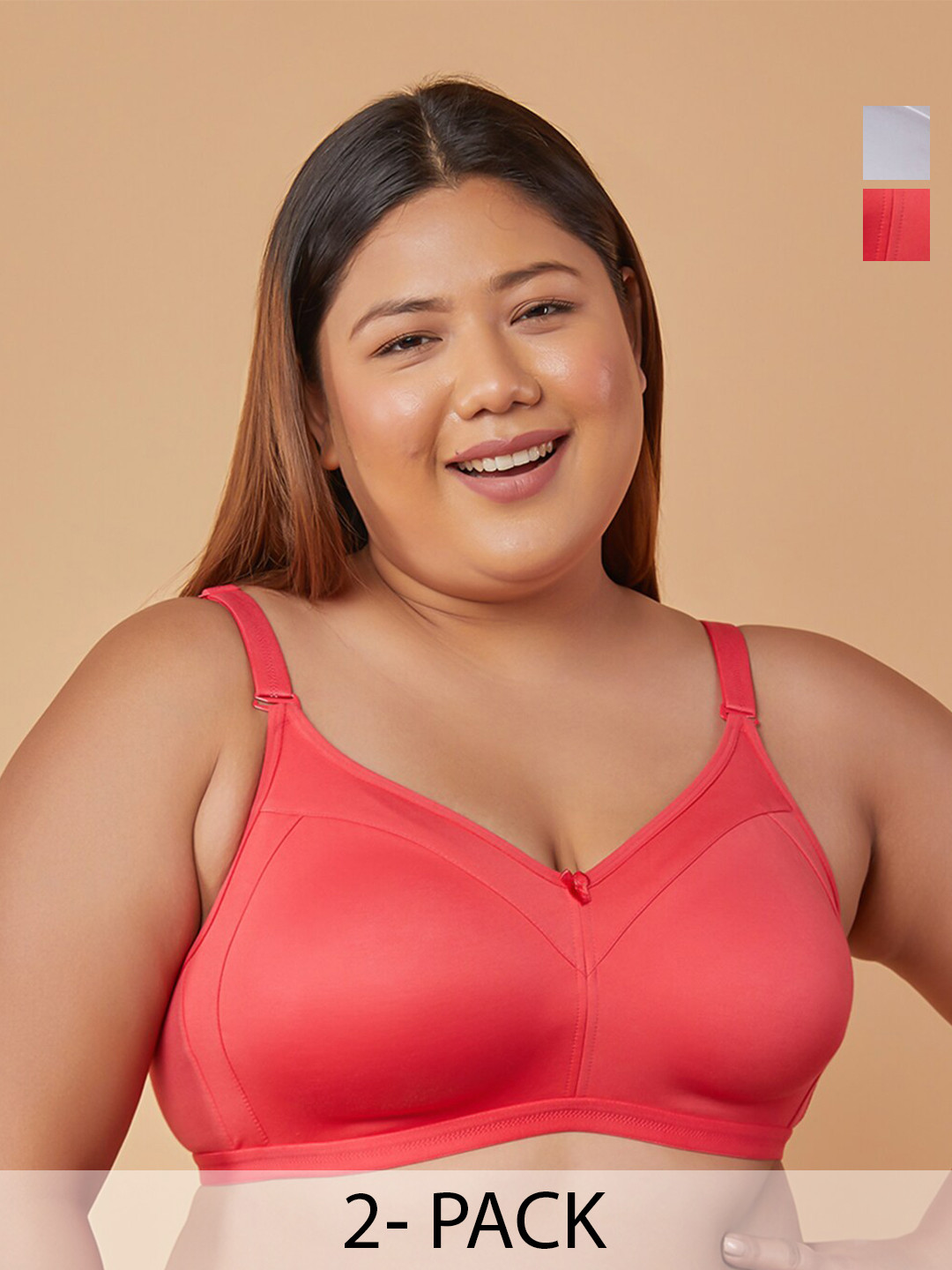 MAASHIE Pack of 2 Double Layered Non Padded Minimizer Bra HP-WH