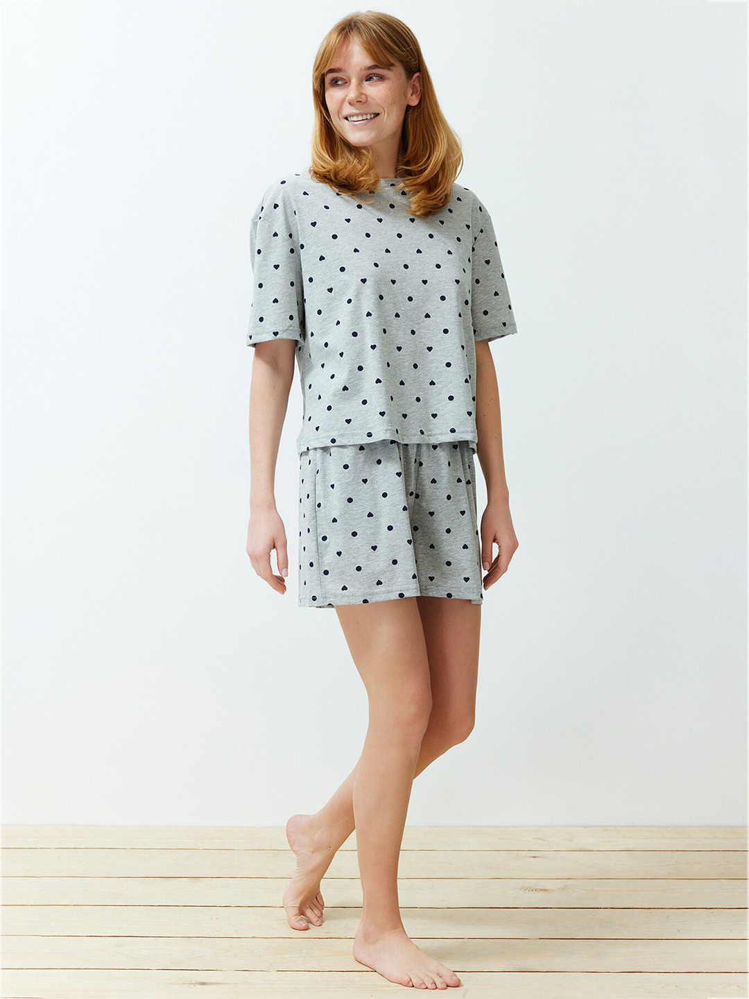 Trendyol Printed T-shirt & Shorts Pure Cotton Night suit