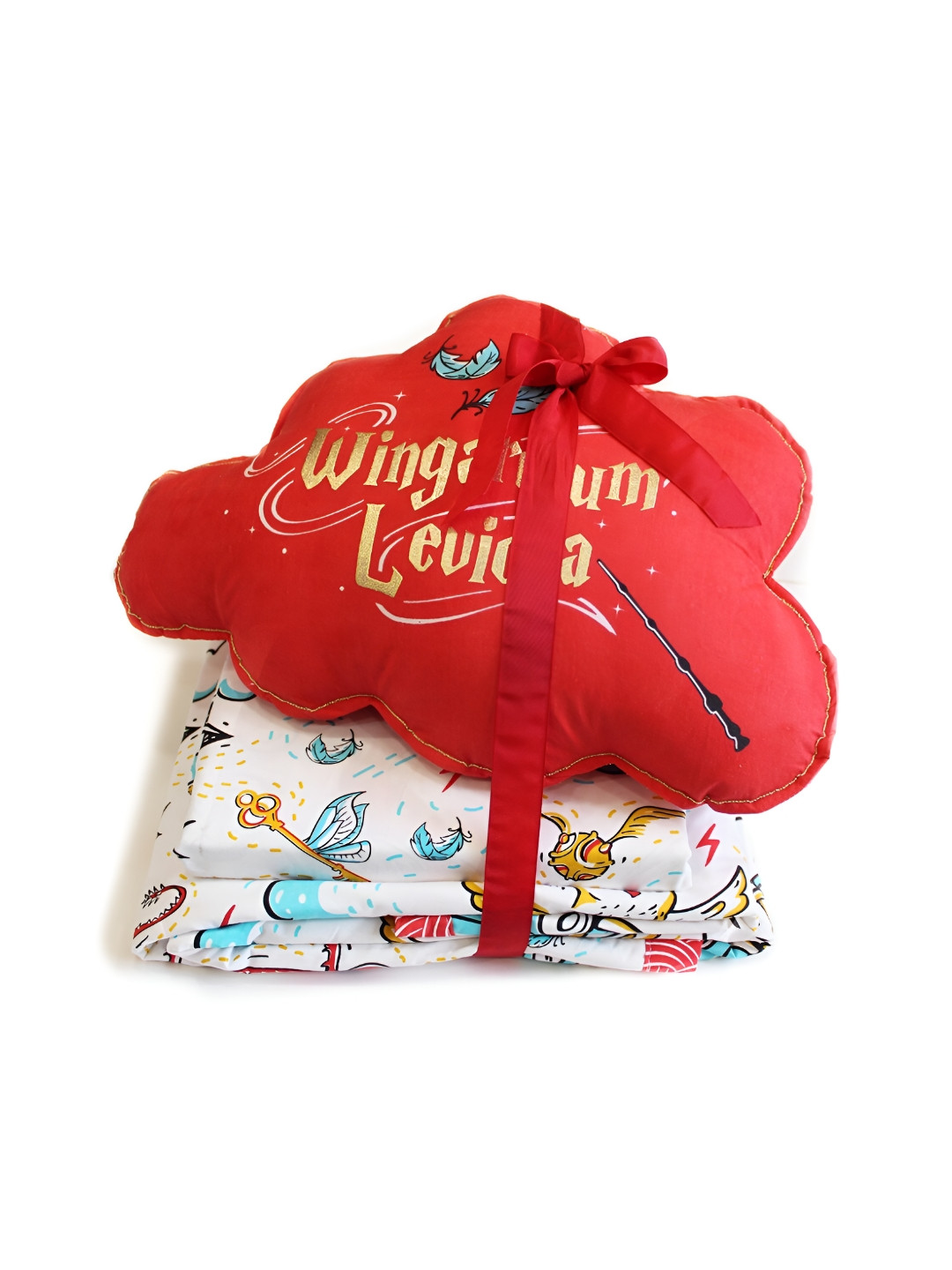 Silverlinen Red & Blue Cotton 5 Piece Double King Superfine Bedding Set