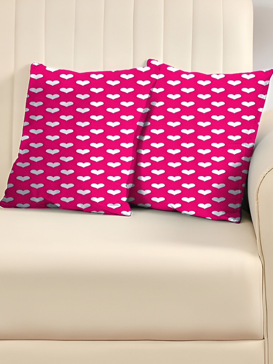DADDY COOL Pink & White 2 Pieces Printed Microfiber Filled Cushions