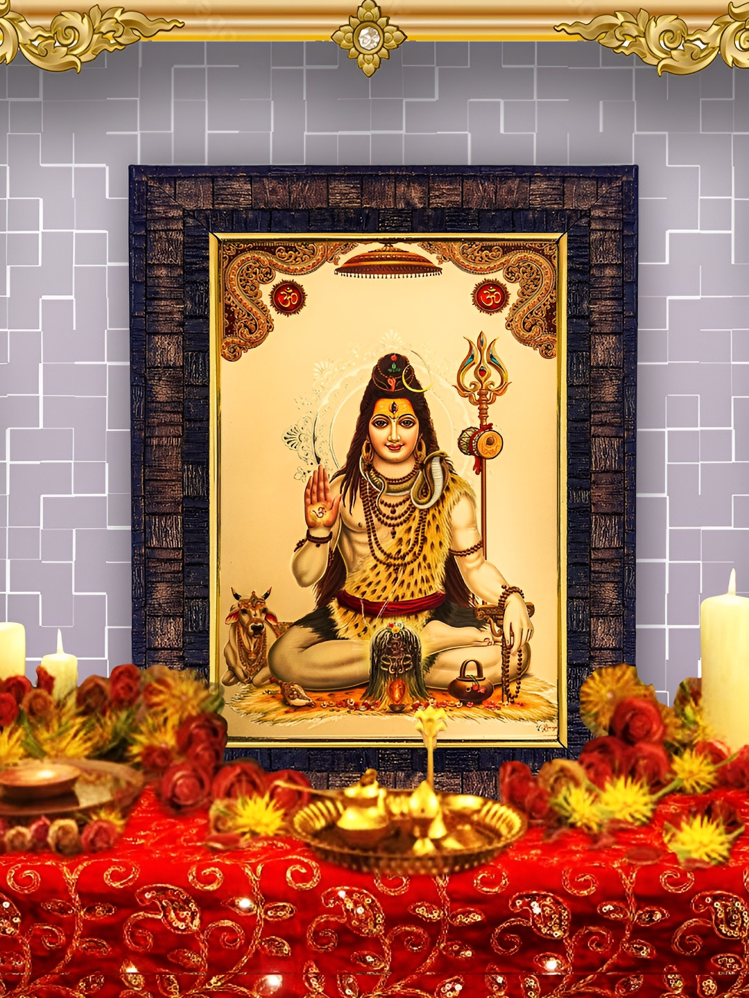 Hawai Gold Plated Lord Shiva Religious Wall Photo Frames