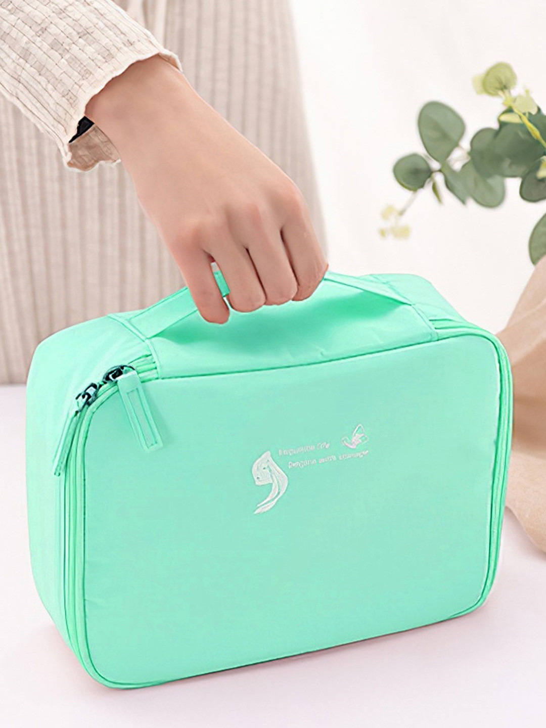 Aura Turquoise Blue Water Resistant Multipurpose Travel Makeup Bag