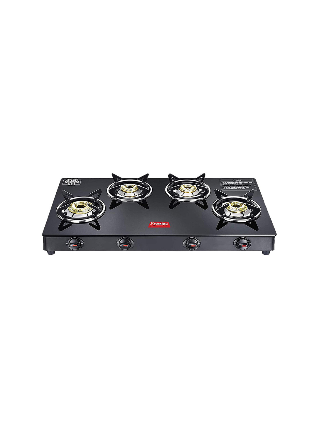 Prestige Black Marvel Plus Toughened Glass Top 4 Burners Gas Stove - GTM 04 AI