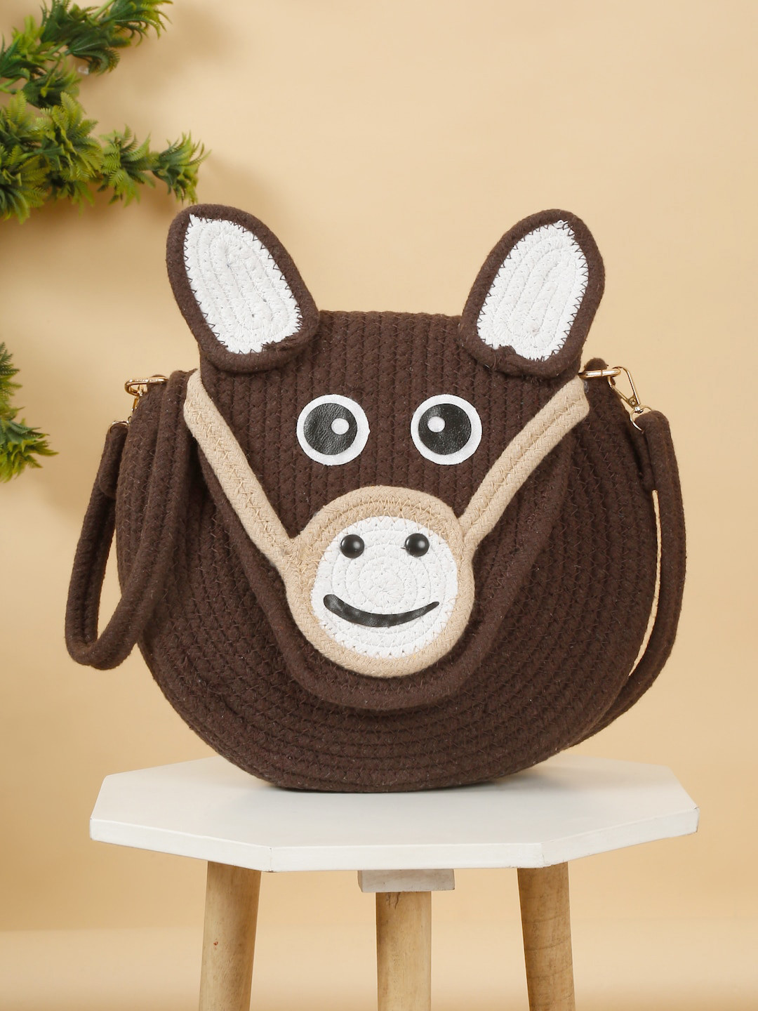 FABINALIV Cartoon Design Macrame Braided Cotton Sling Bag