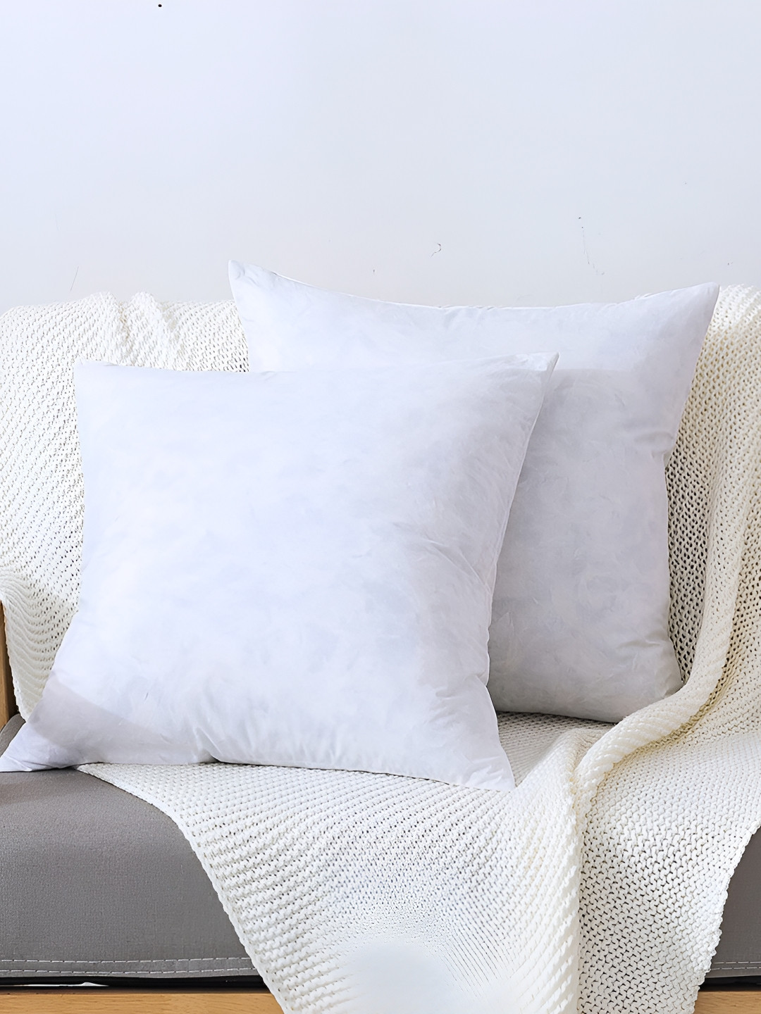 UrbanArts White 2 Pieces Fiber Filled Cushions