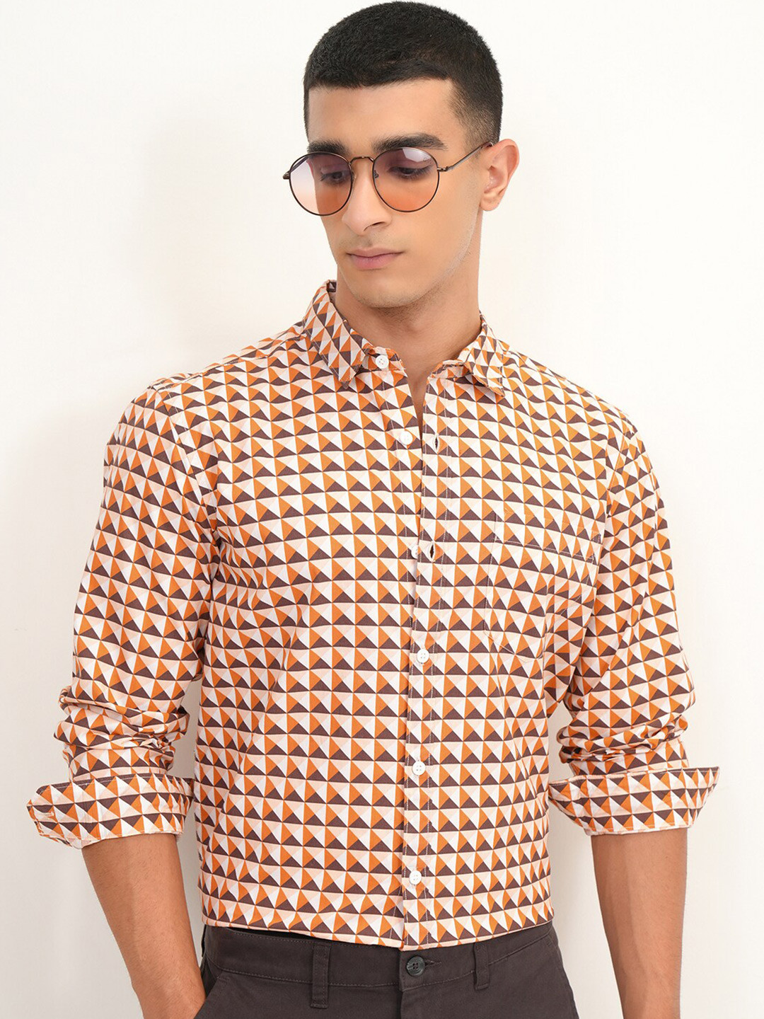 Highlander Men Reg Collar Full Sleeve Printed Slim Fit Shirt