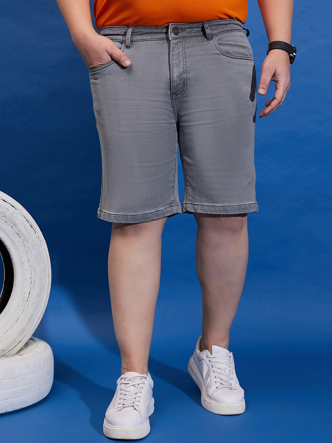 bigbanana Plus Size Men Mid Rise Denim Shorts