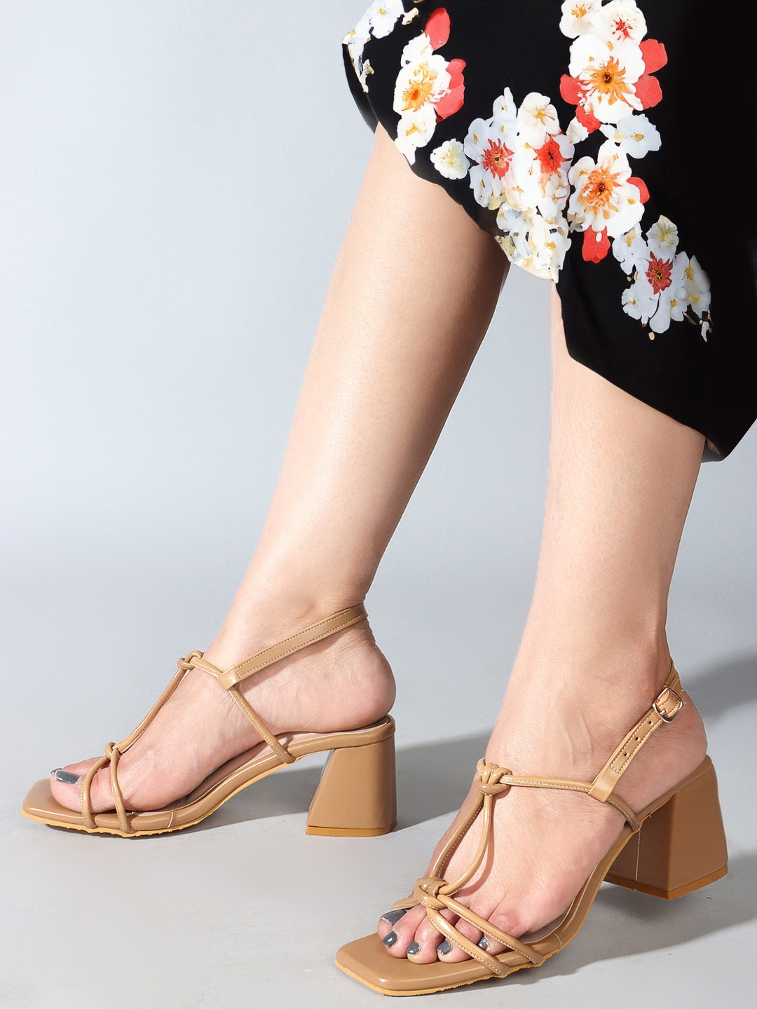 Sole Saga Strappy Open Toe Backstrap Block Heels