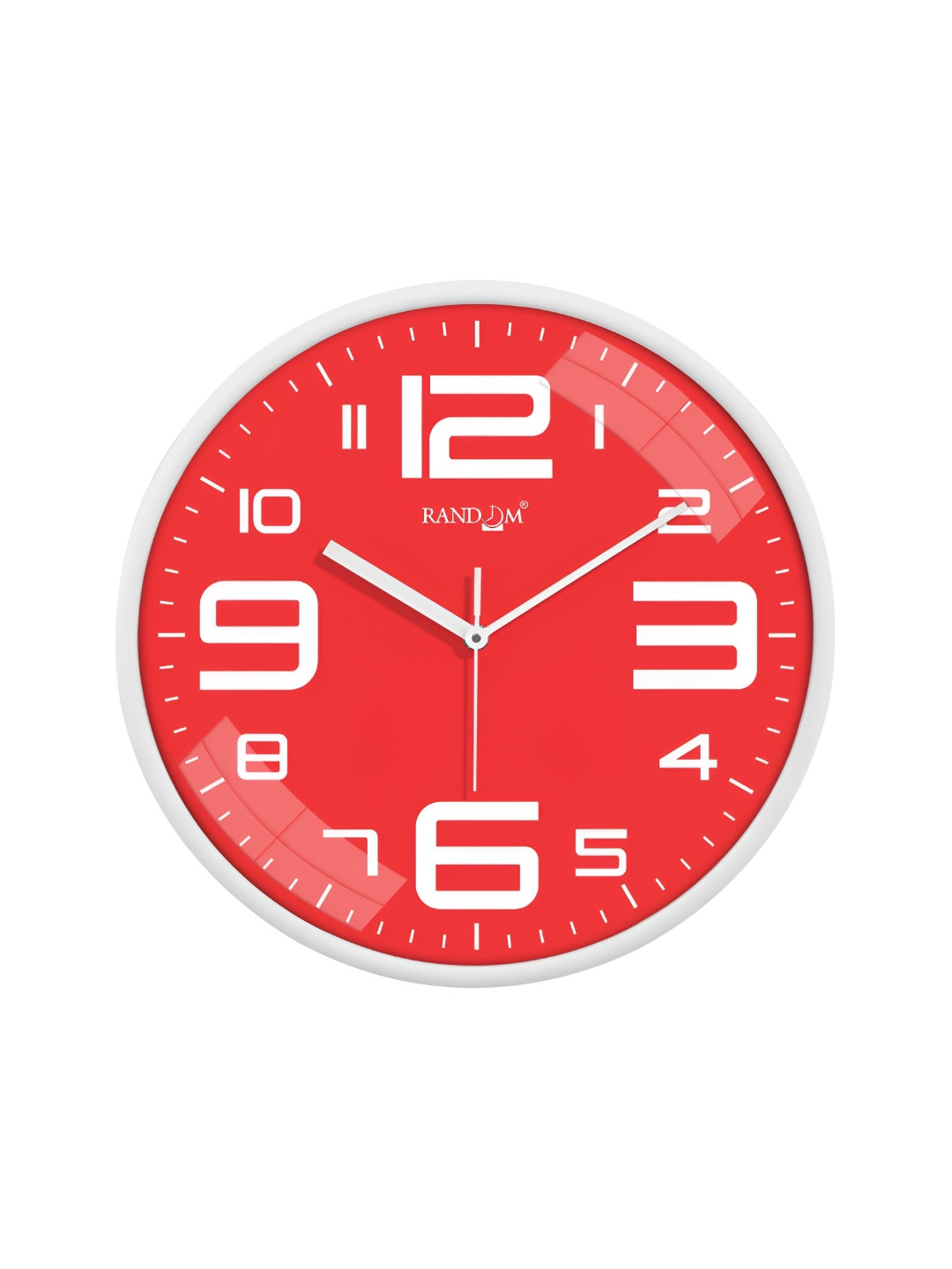 RANDOM Red Plastic Ultra Clear Glass Round Battery Analogue Wall Clock-30cm