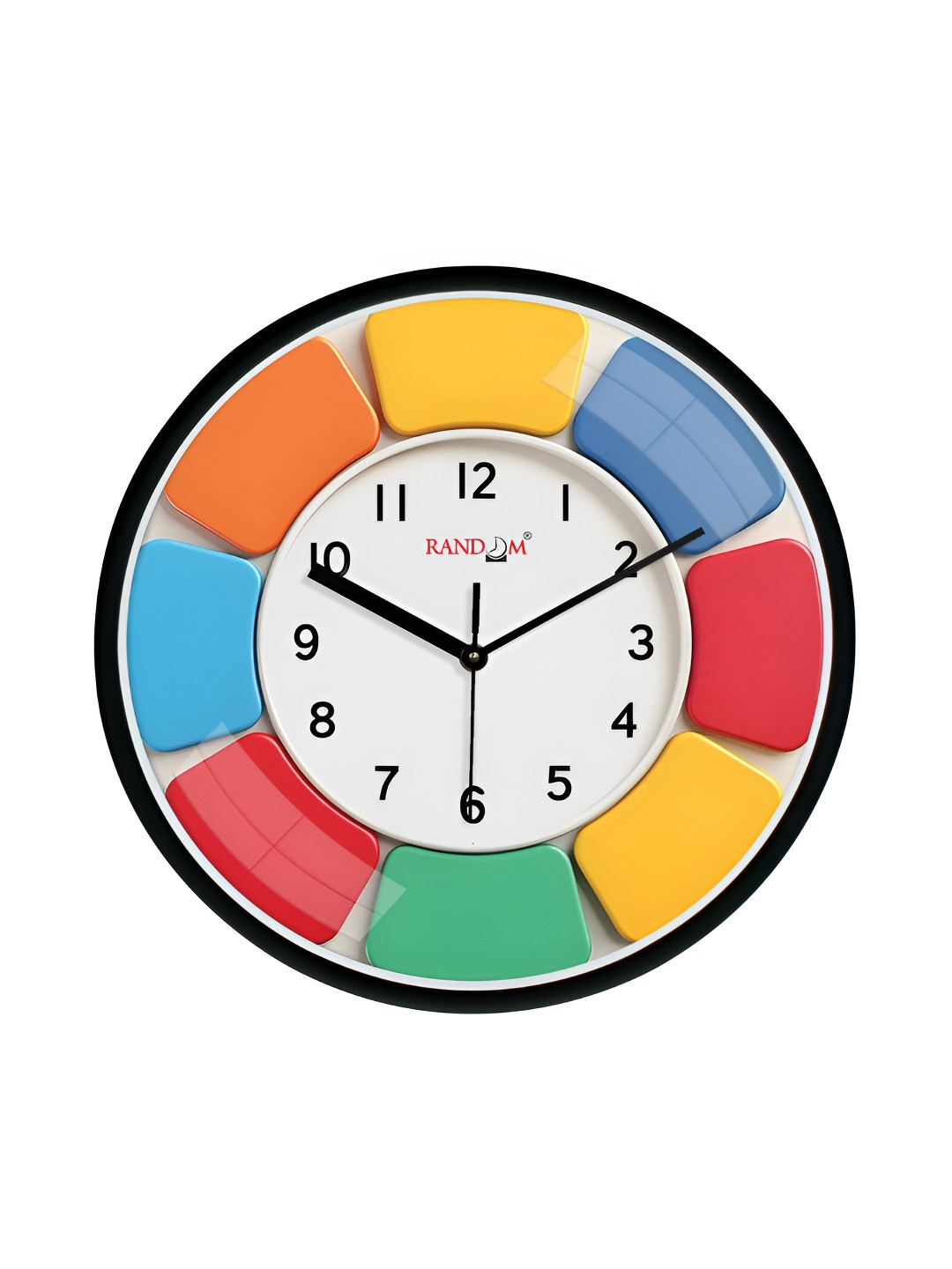 RANDOM White & Yellow Textured Round Contemporary Wall Clock