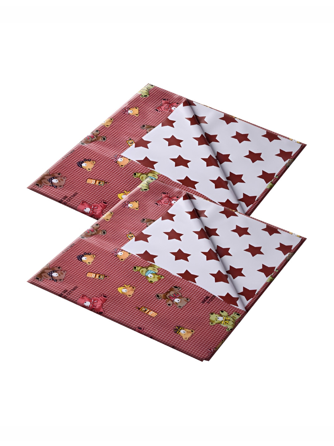 Kuber Industries Maroon 2 Pieces Printed Baby Crib Mattress Protector