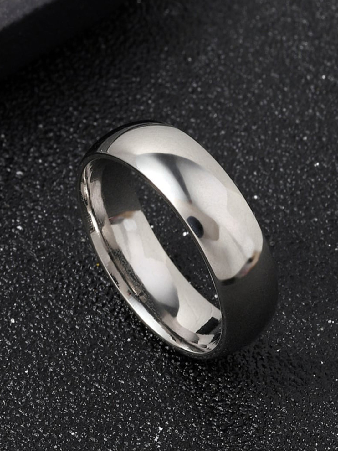 SALTY Men Stainless Steel Curved Silver Nugget Finger Rings