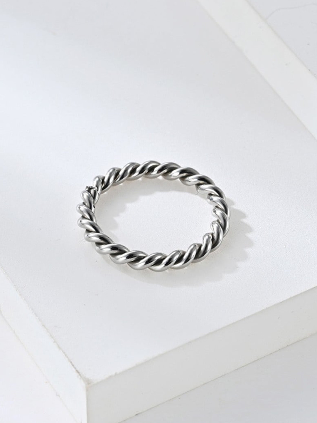 SALTY Stainless Steel Twisted Band Finger Rings