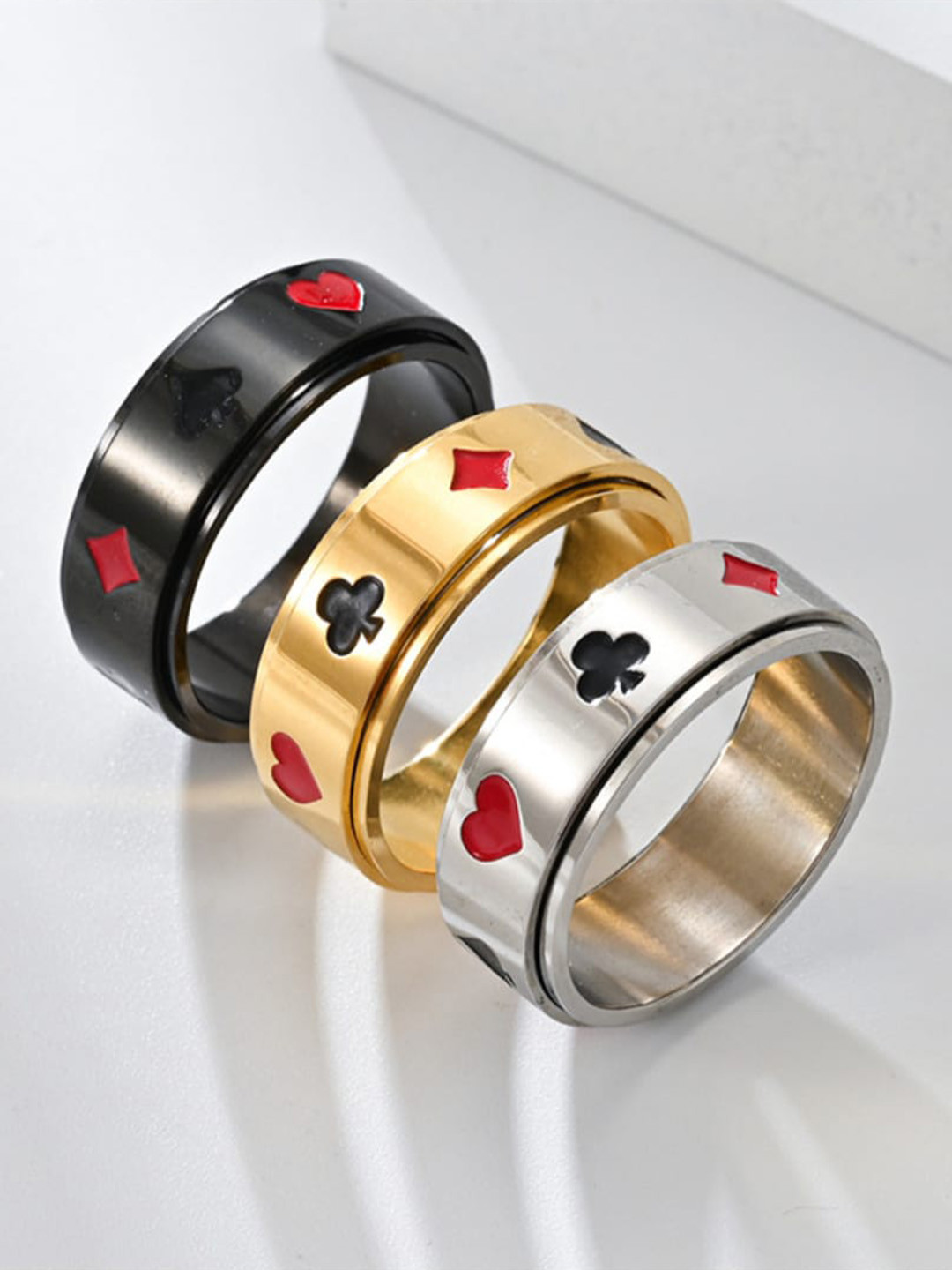 SALTY 92.5 Stainless Steel Card Shark Signet Ring