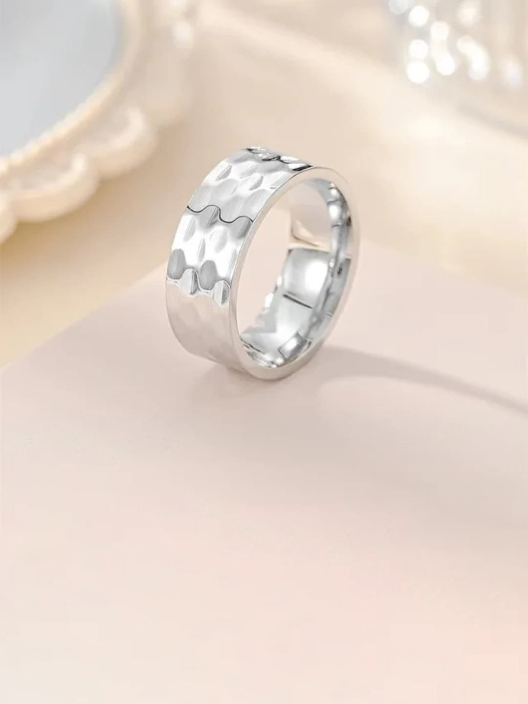 SALTY Men Stainless Steel Textured Finger Rings