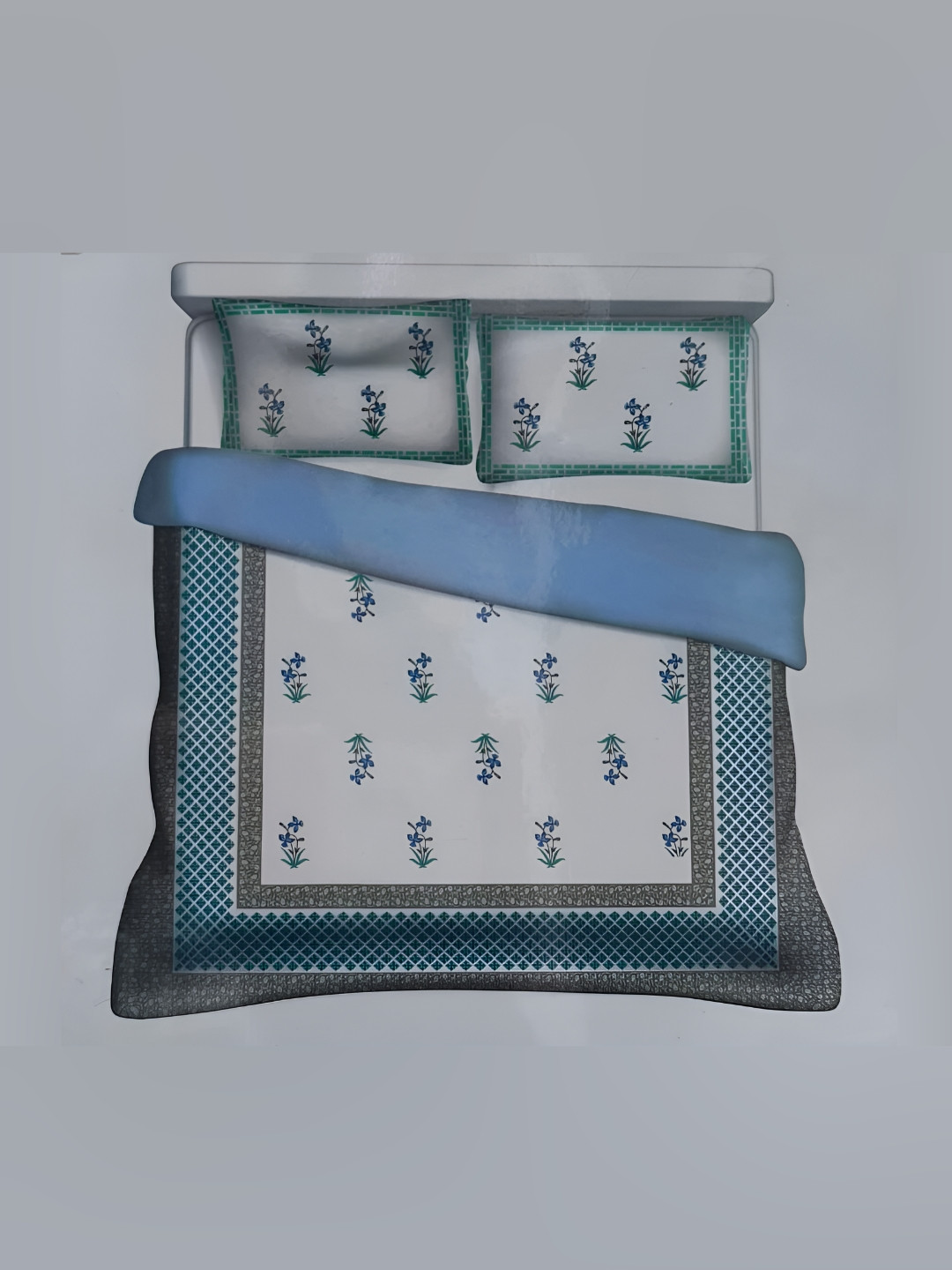 Signature Artist White Floral Cotton 210 TC Super King Fine Bedsheet with 2 Pillow Covers-114 x 114 inches