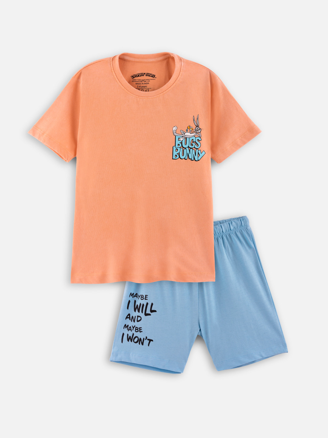 Kids Unisex Bugs Bunny Printed T-shirt with Shorts