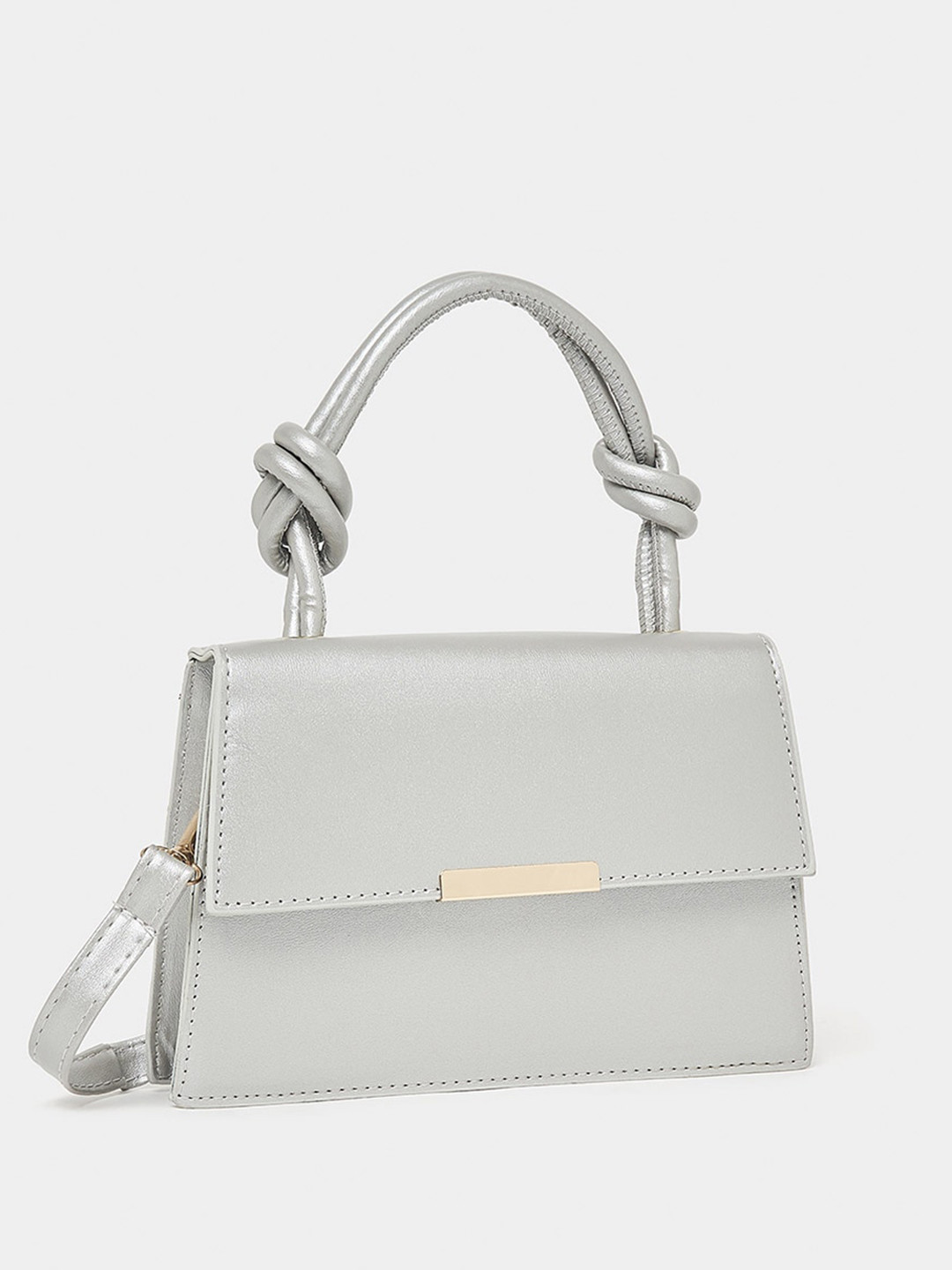 Styli Women's Silver Twisted Top Handle Bag