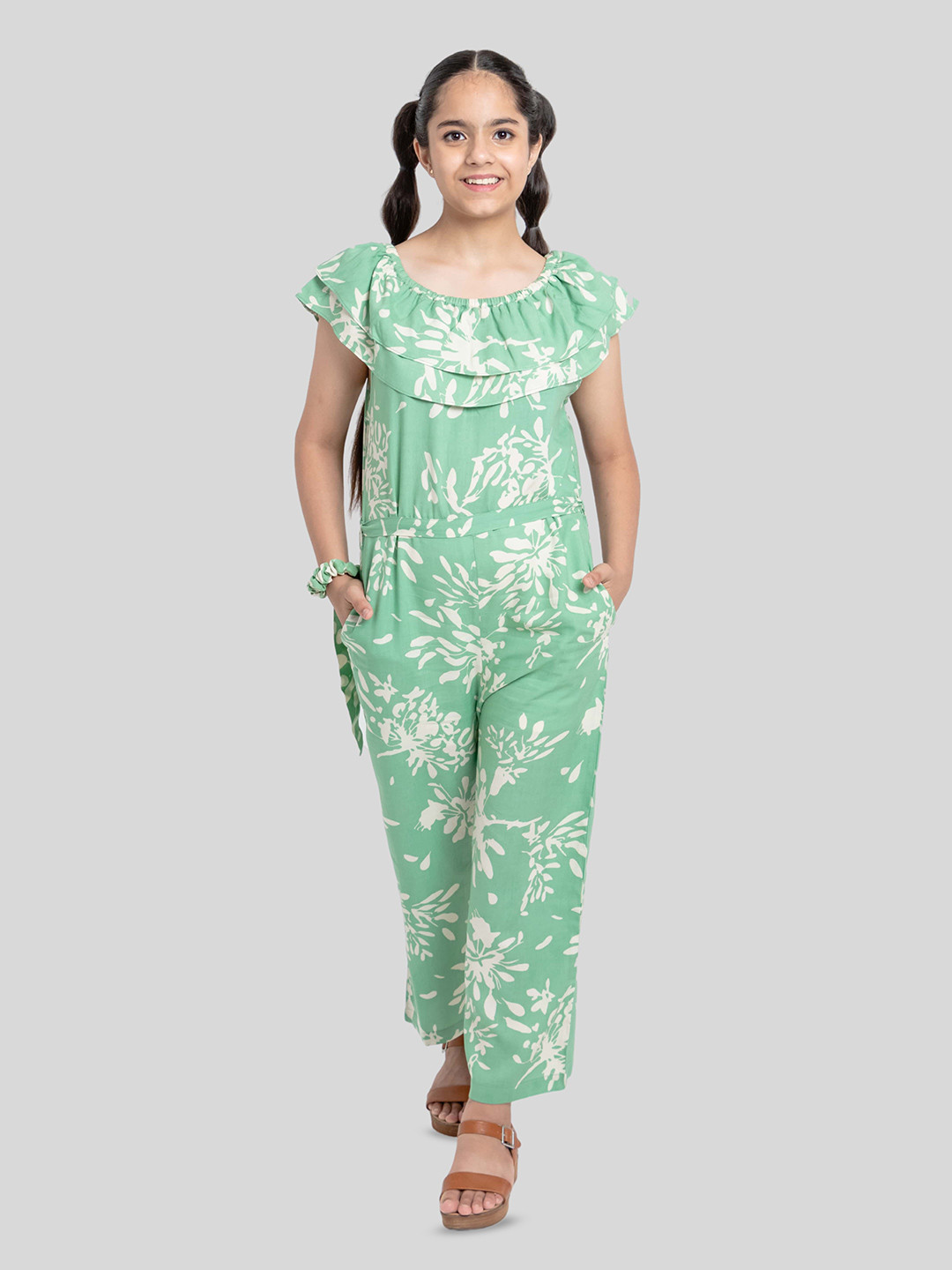 TWEENY MINI Girls Floral Printed Basic Jumpsuit