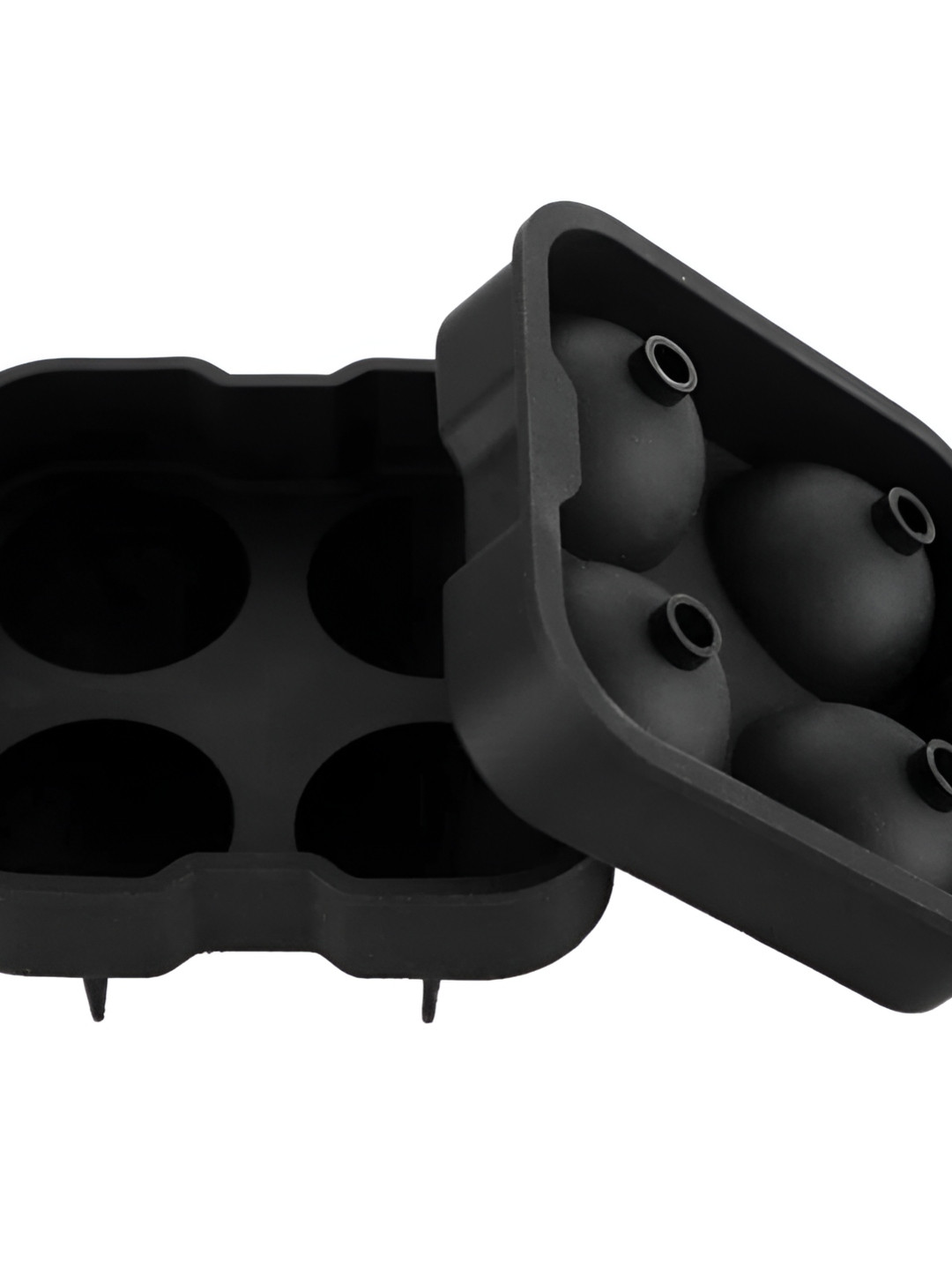 Alexvyan Black 4 Big Round Pop Up Ice Cube Silicon Dishwasher Safe Tray With Lid for Free