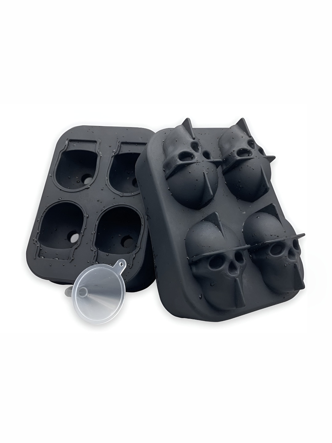 Alexvyan Black4 Big Skull Pop Up Ice Cube Silicon Tray with Lid for Freeze
