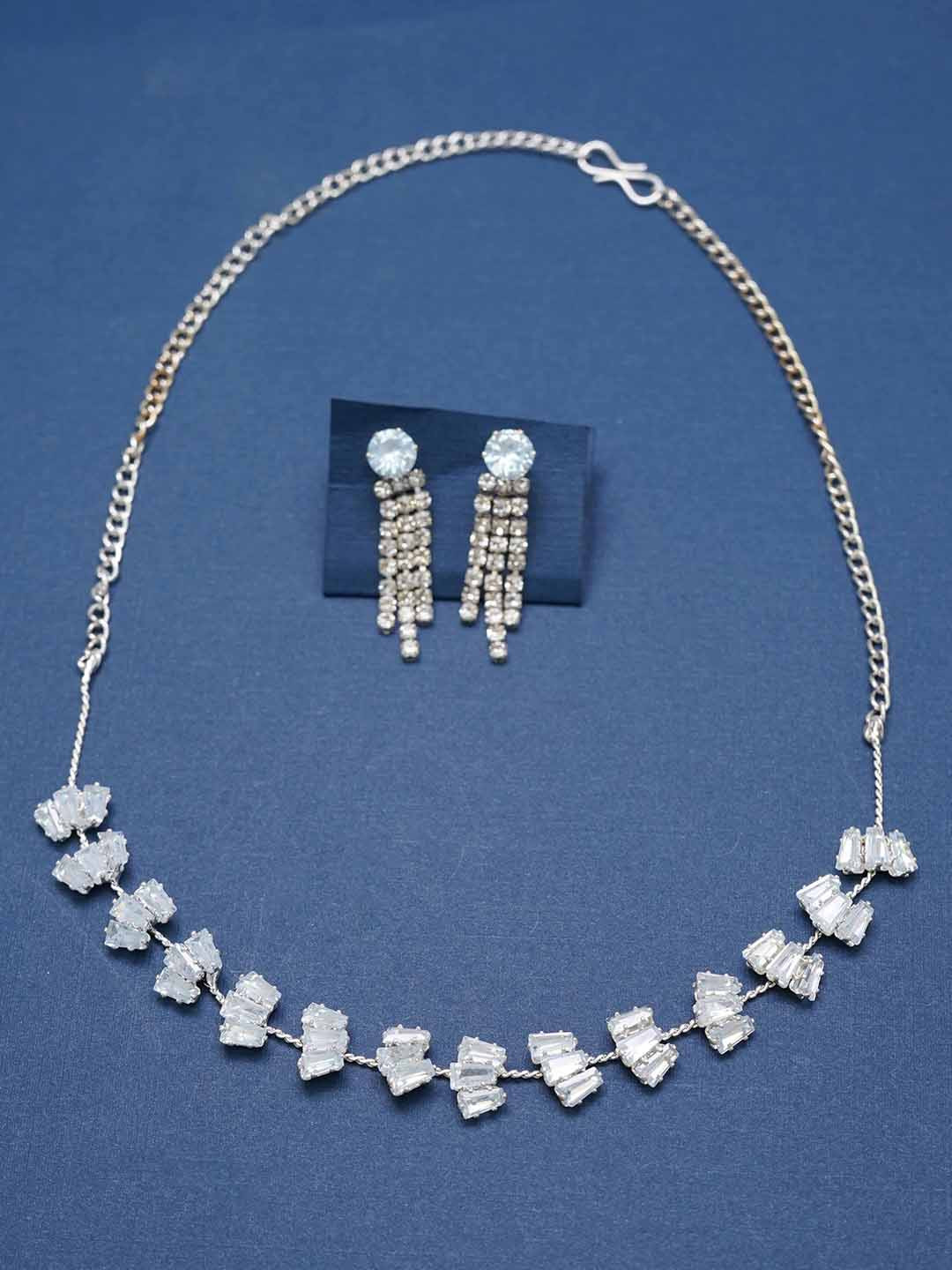 Ramdev Art Fashion Jwellery Silver-Plated CZ-Studded Jewellery Set