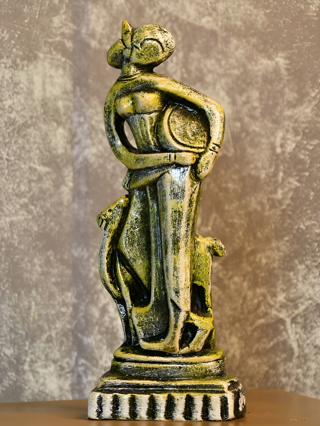 SOWPEACE Premium Terracotta Abstract Lady with Deer Brown Terracotta Matte Living Room Medium Showpiece - 11 Inches