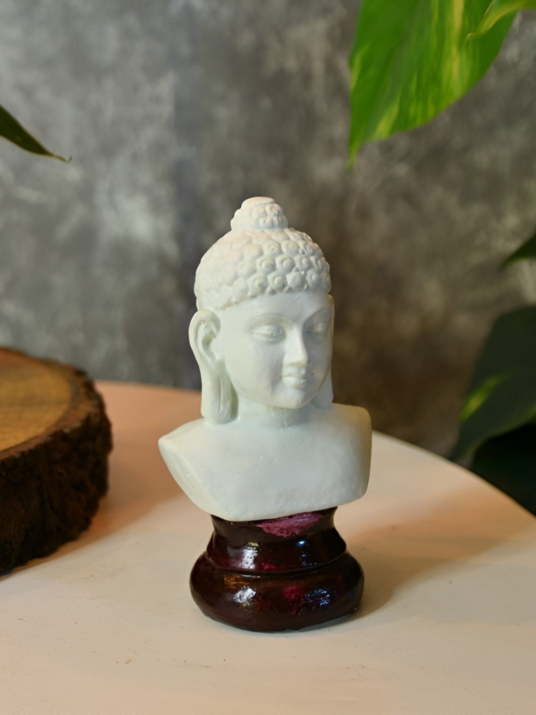 SOWPEACE Buddha'S Serene Gaze Brown Terracotta Natural Prayer Room Tiny Showpiece - 2 Inches