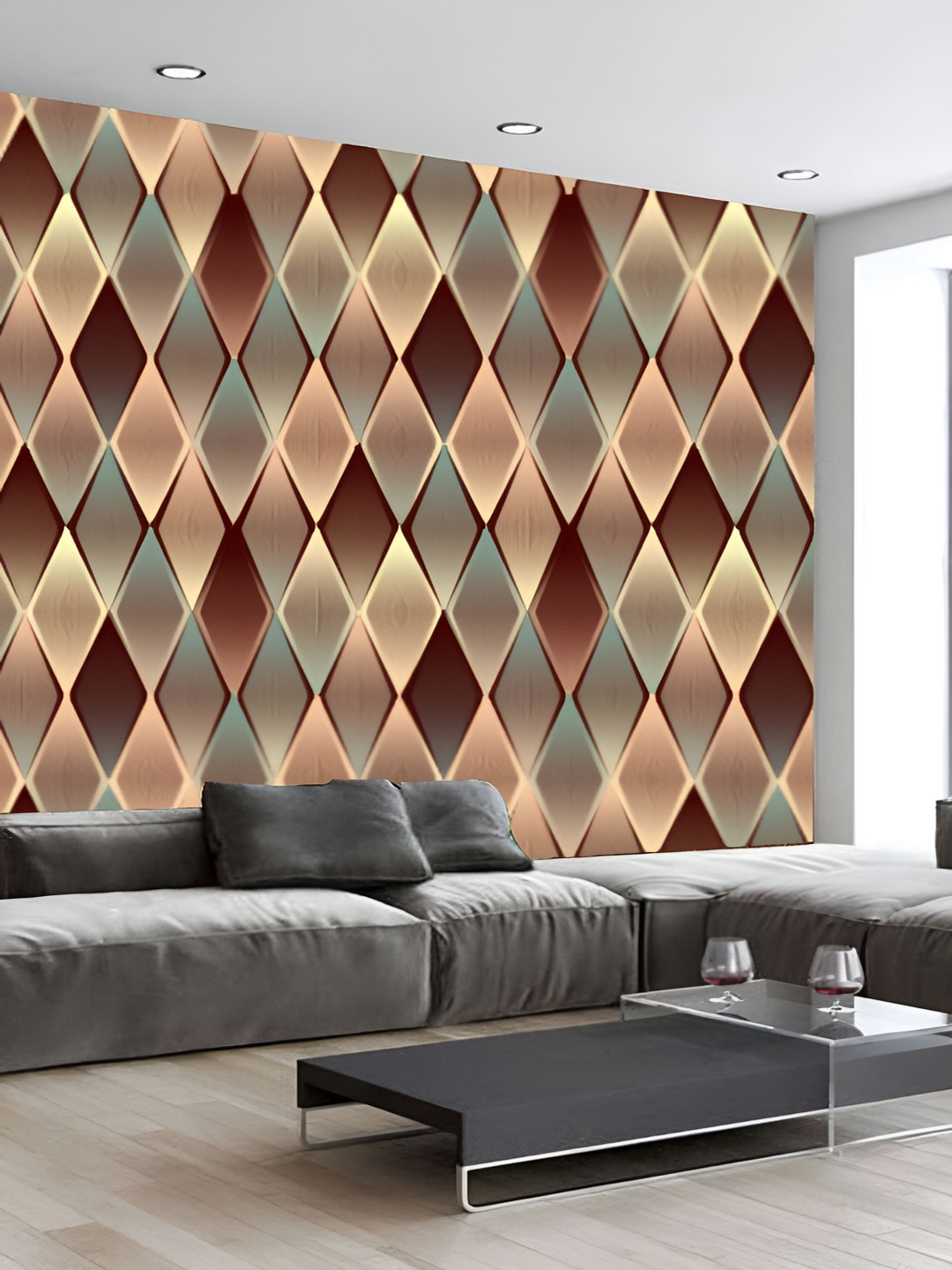 KSHIRSA Brown & Green Abstract Printed Self-Adhesive Wall Stickers
