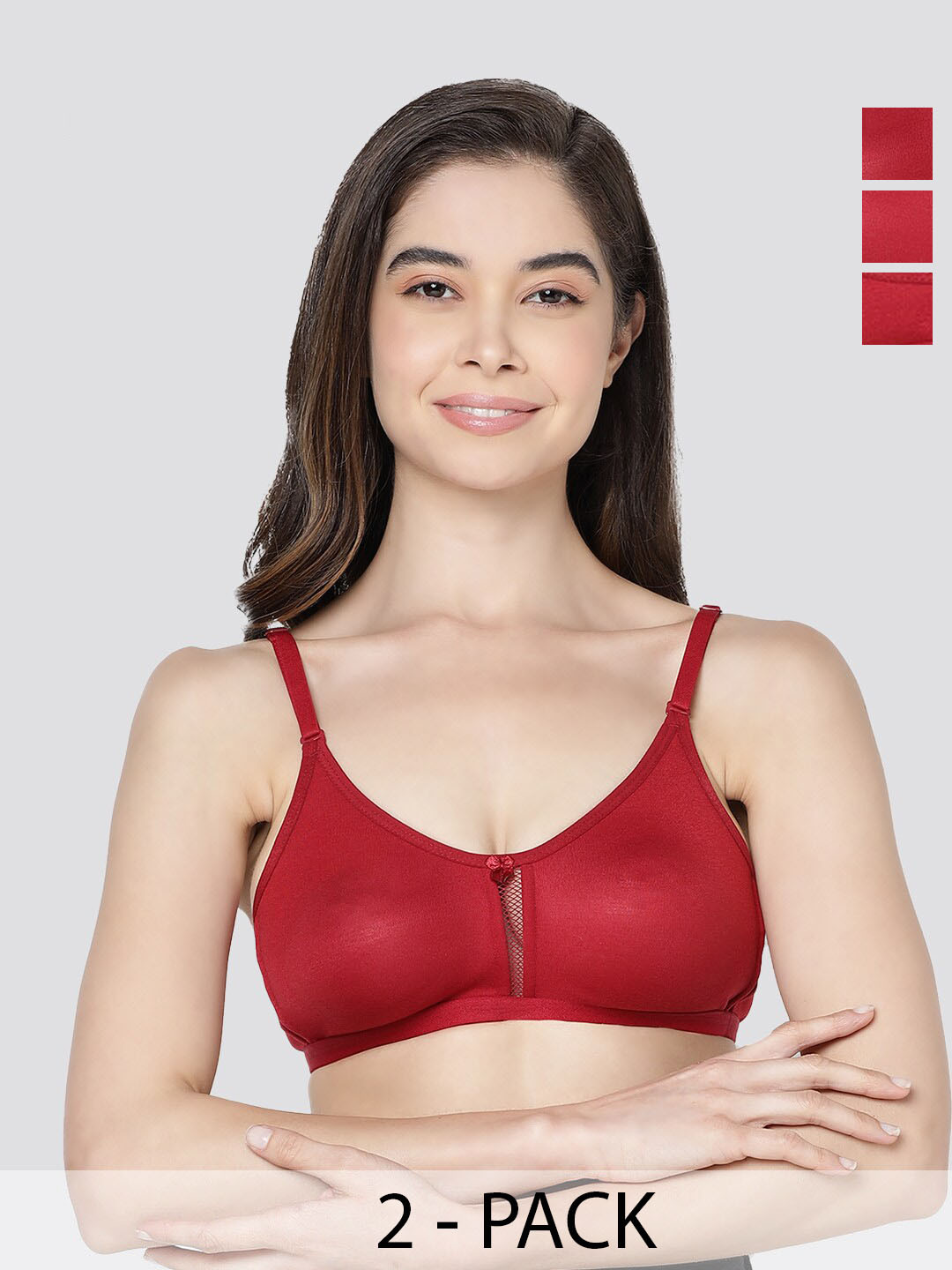 Kalyani Gloria Pack of 3 Non Padded Seamless Bra MRN-MRN-MRN
