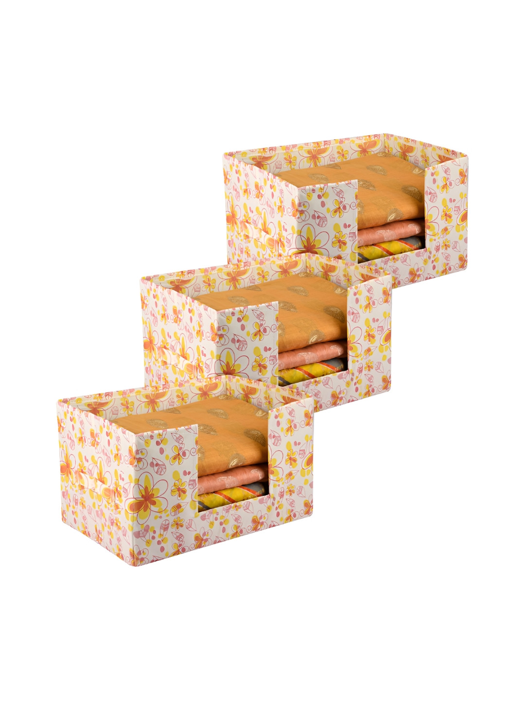 Kuber Industries Cream 3 Pieces Drawer Organiser Organisers