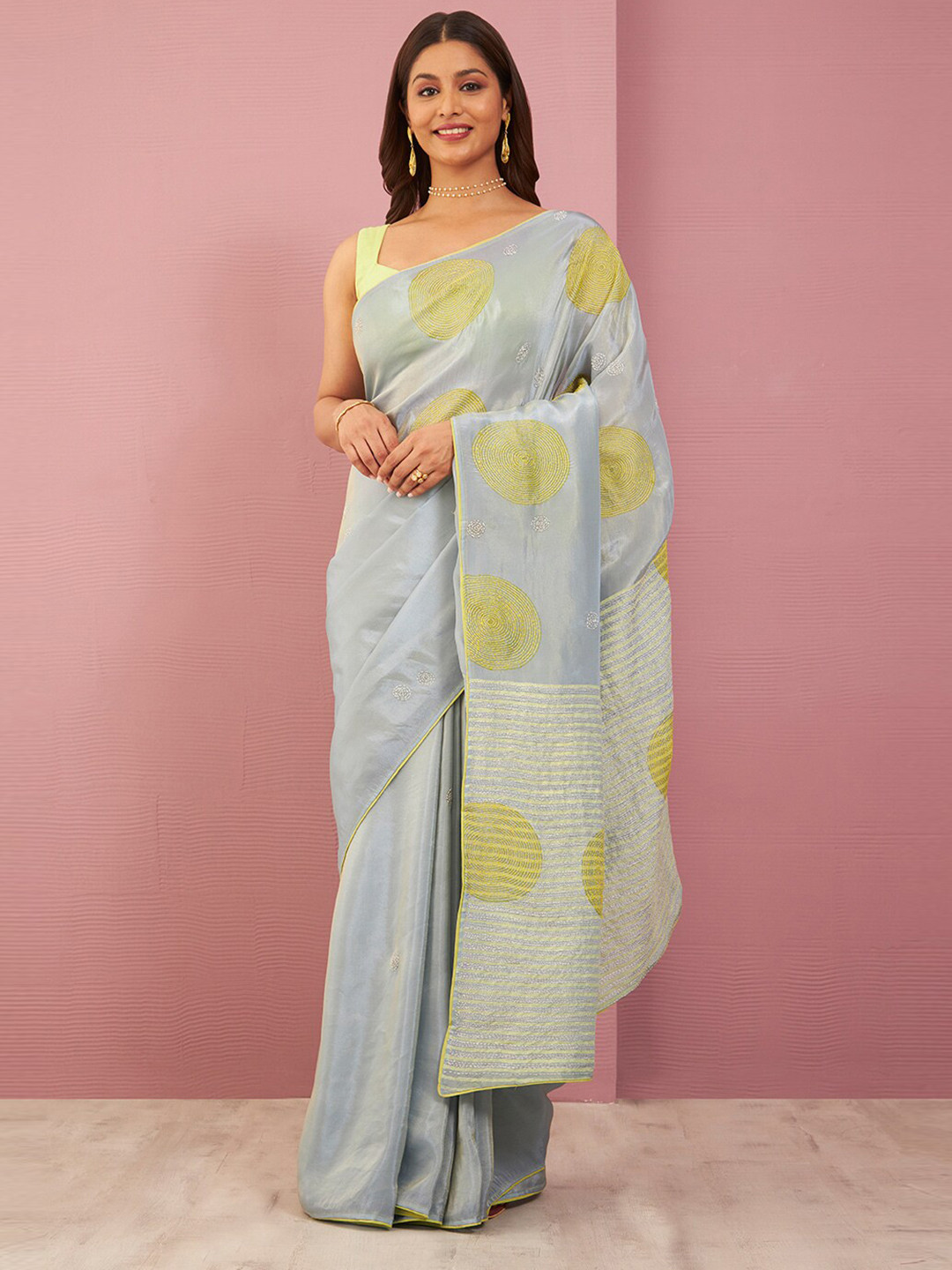 Taneira Organza Printed Embroidered Saree