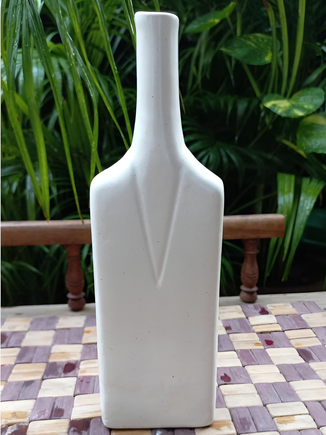 INDIA MEETS INDIA White Textured Ceramic Vase