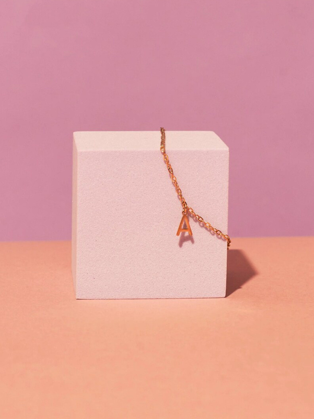 SALTY 18KT Gold Plated Personalized Initial Letter 'A' Link Bracelet