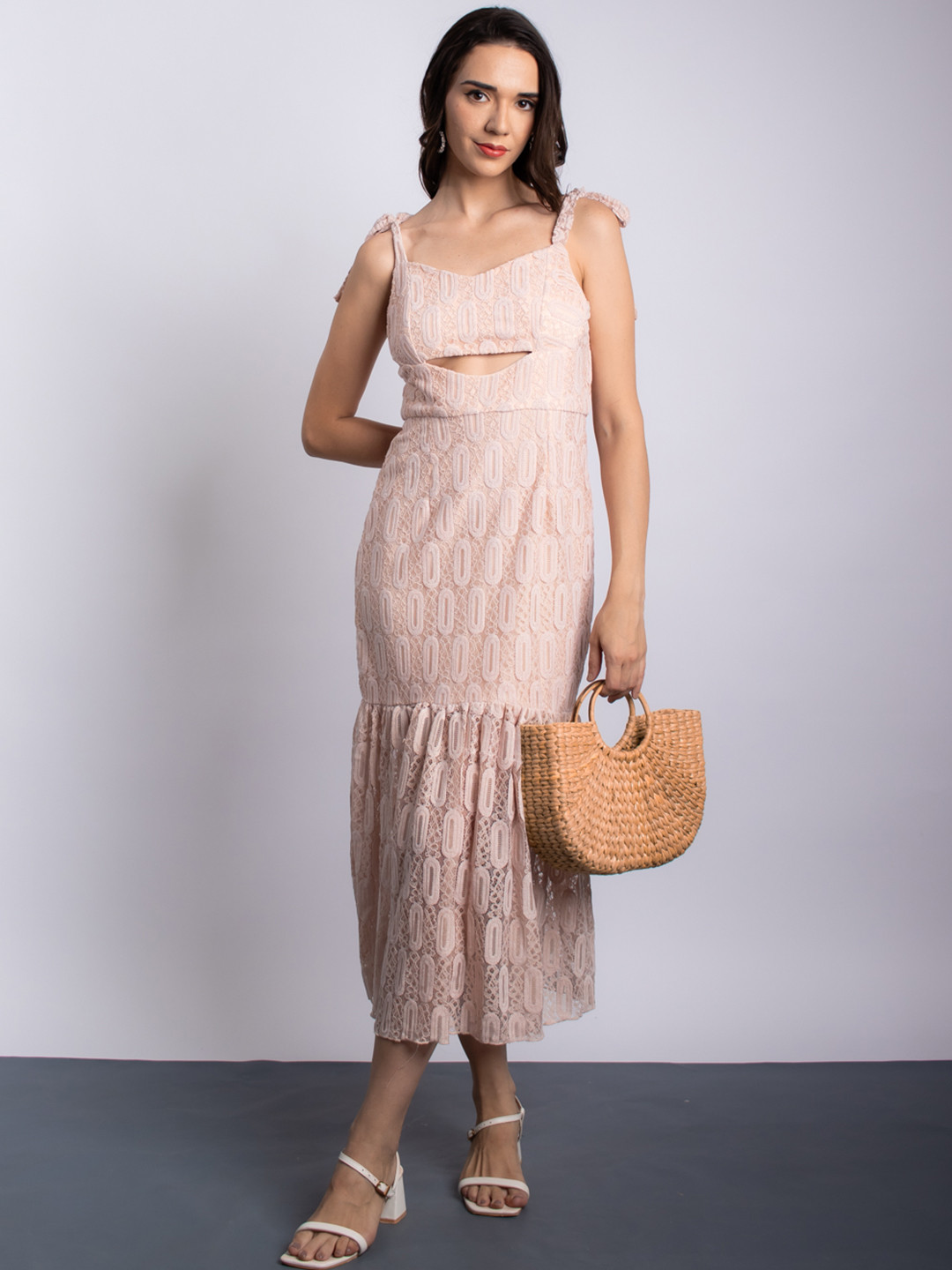 Stylecast X Hersheinbox Lace Drop-Waist Midi Dress