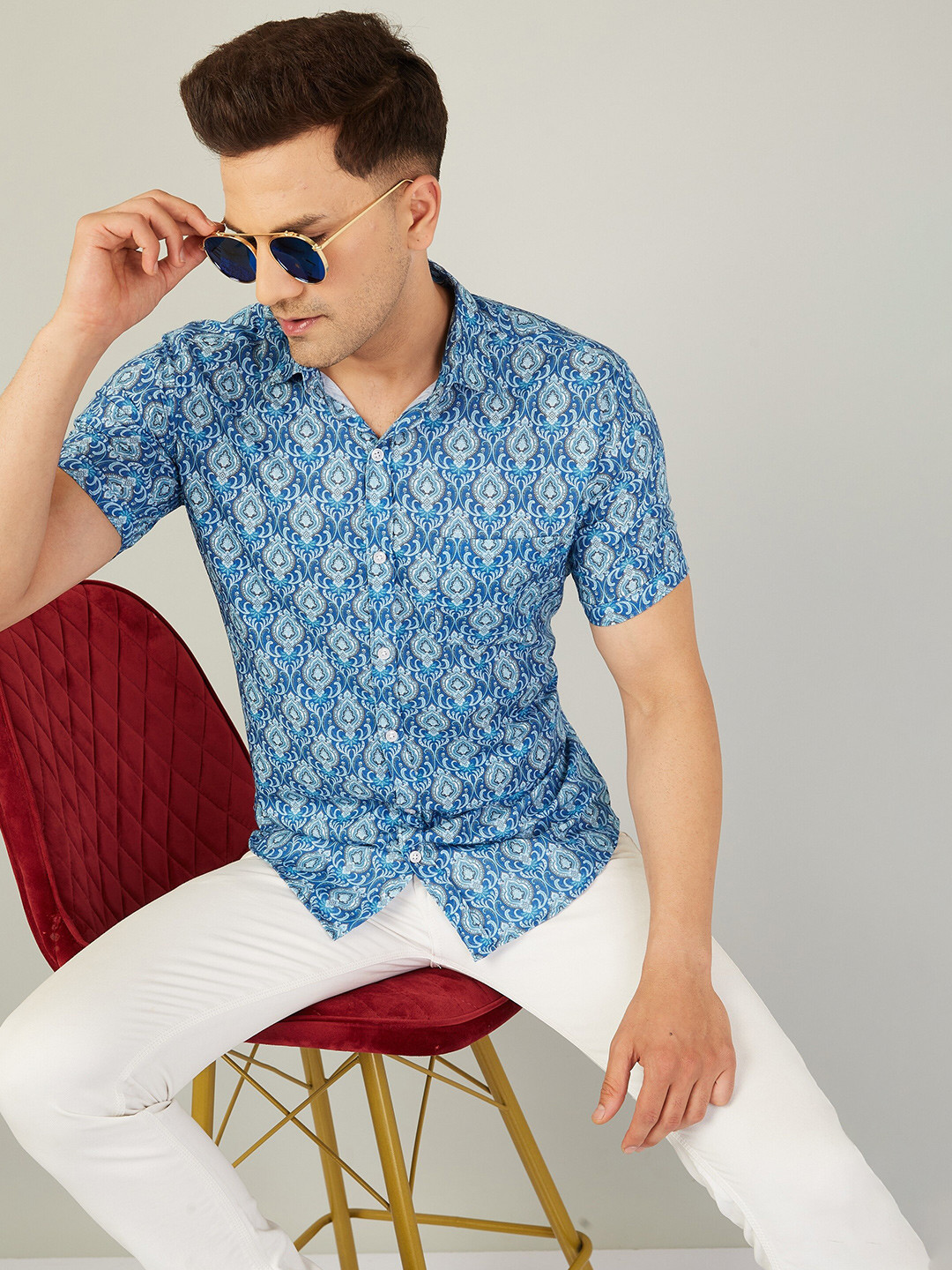LOUIS MONARCH Comfort Ethnic Motifs Printed Slim Fit Cotton Casual Shirt