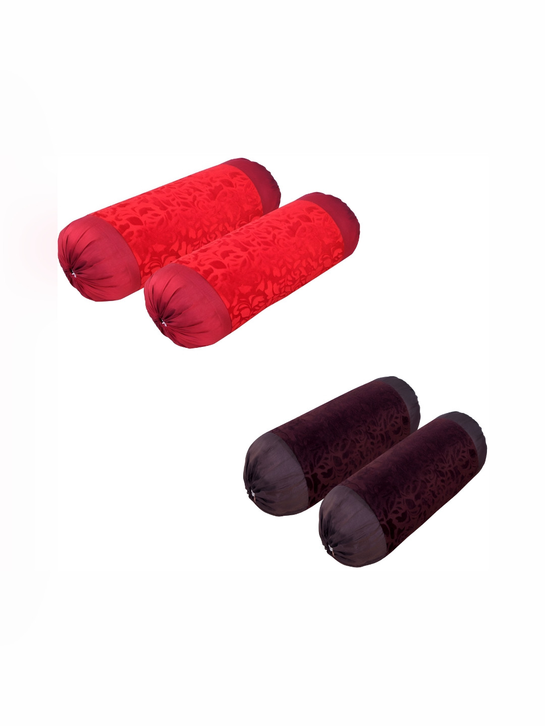 ZESTURE Red 4 Pcs Velvet Bolsters Covers