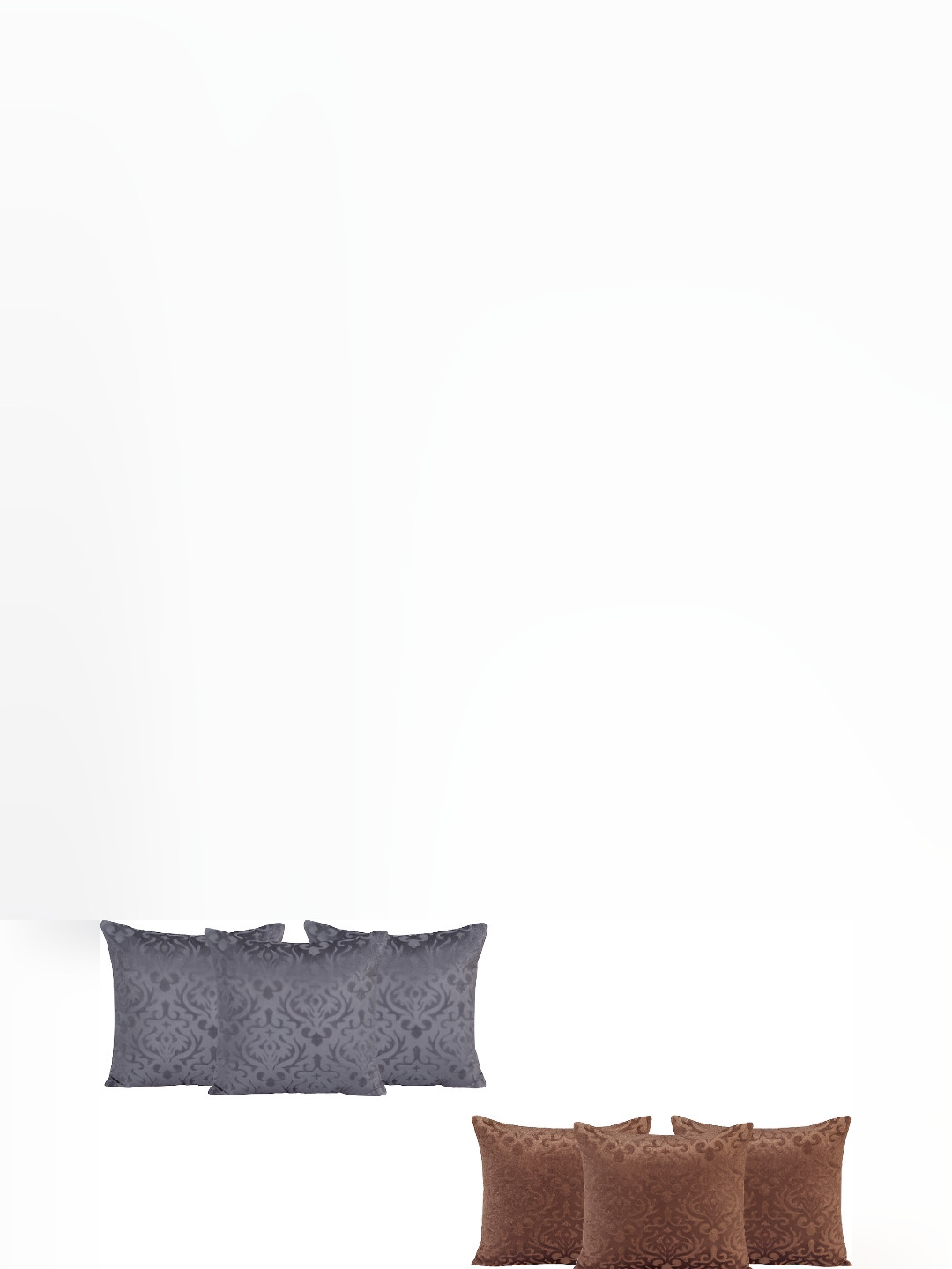 ZESTURE Grey Self Design Velvet Durable 8 Square Cushion Covers -15.7x15.7In