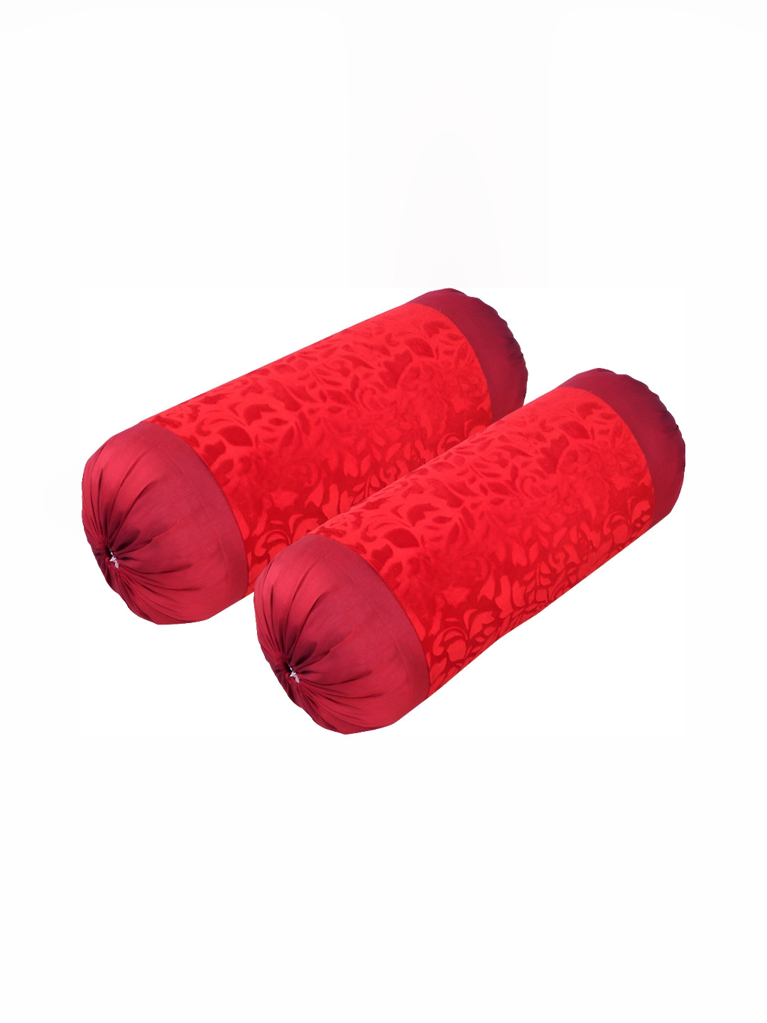 ZESTURE Red 2 Pcs Velvet Bolsters Covers