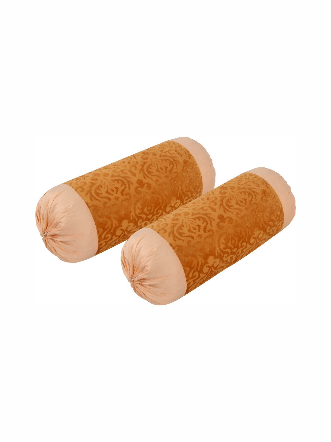 ZESTURE Beige 2 Pcs Velvet Bolsters Covers