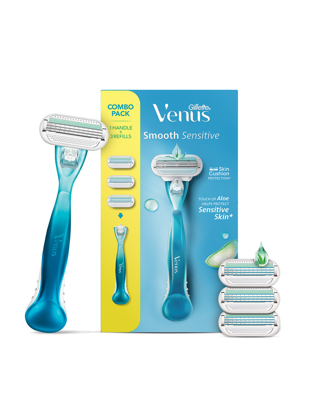 Gillette Venus Aloe Vera Smooth Combo Pack - Razor With 2 Refills