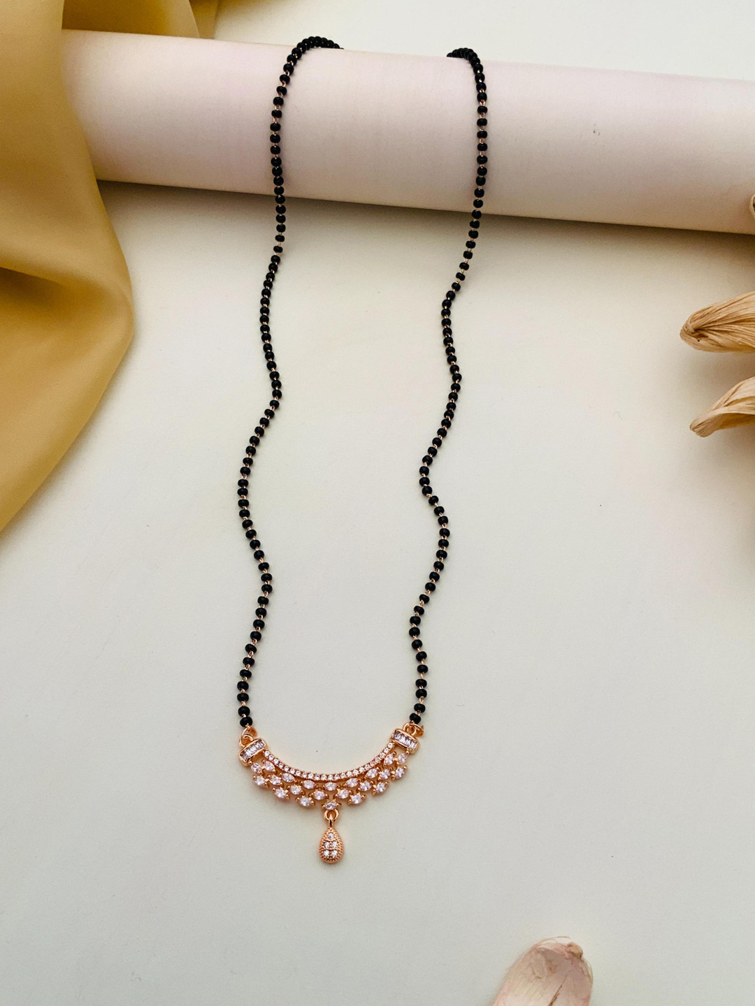 Anouk Rose Gold-Plated Artificial Stones and Beads Mangalsutra