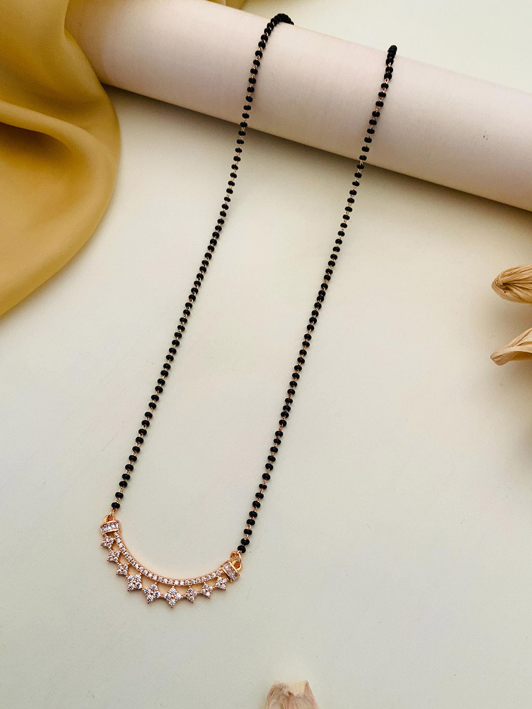 Anouk Rose Gold-Plated Artificial Stones and Beads Mangalsutra