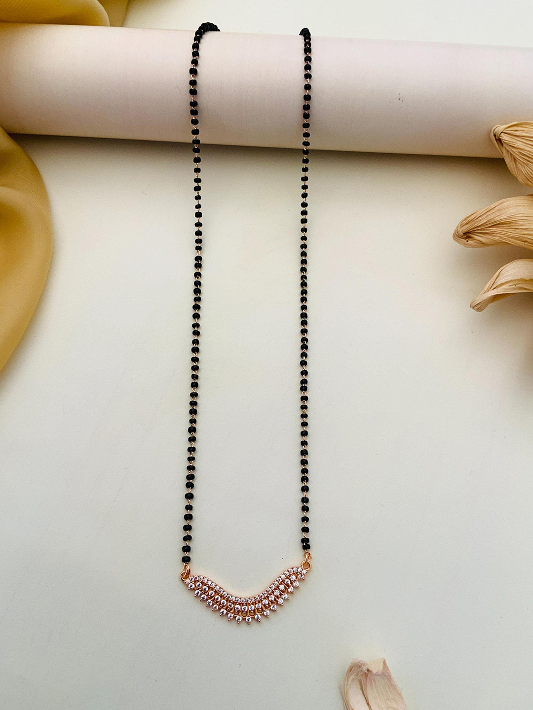 Anouk Rose Gold-Plated Artificial Stones and Beads Mangalsutra