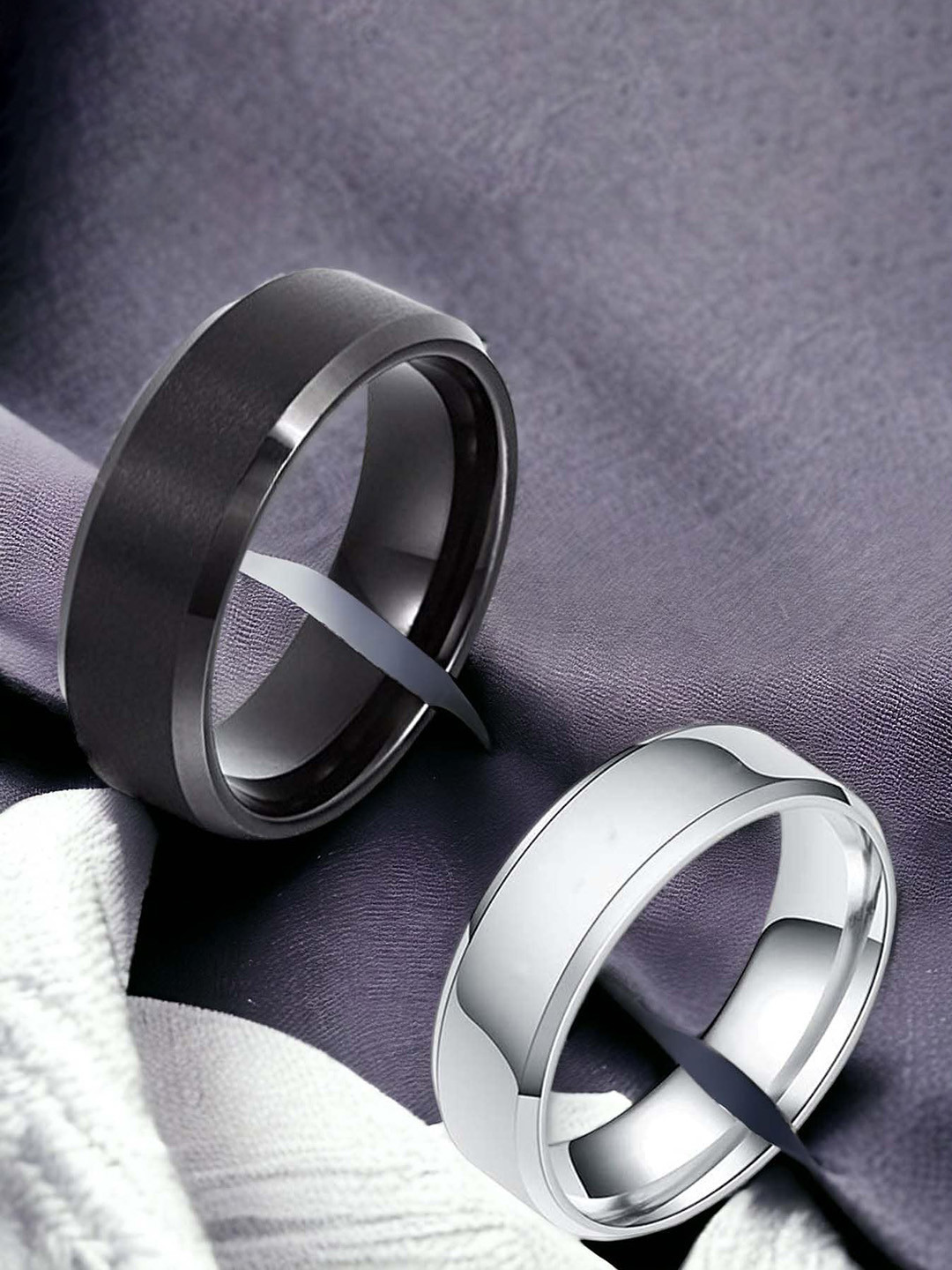 Okos Men Set Of 2 Band-Design Adjustable Finger Rings