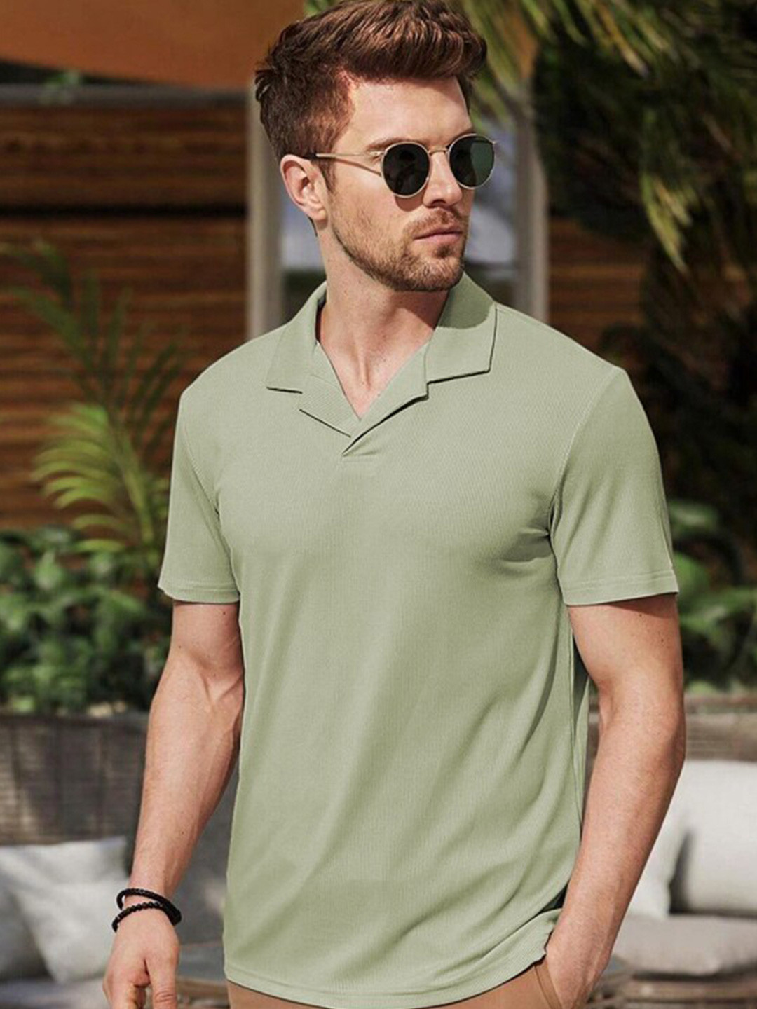 CLAFOUTIS Polo Collar Relaxed Fit T-shirt