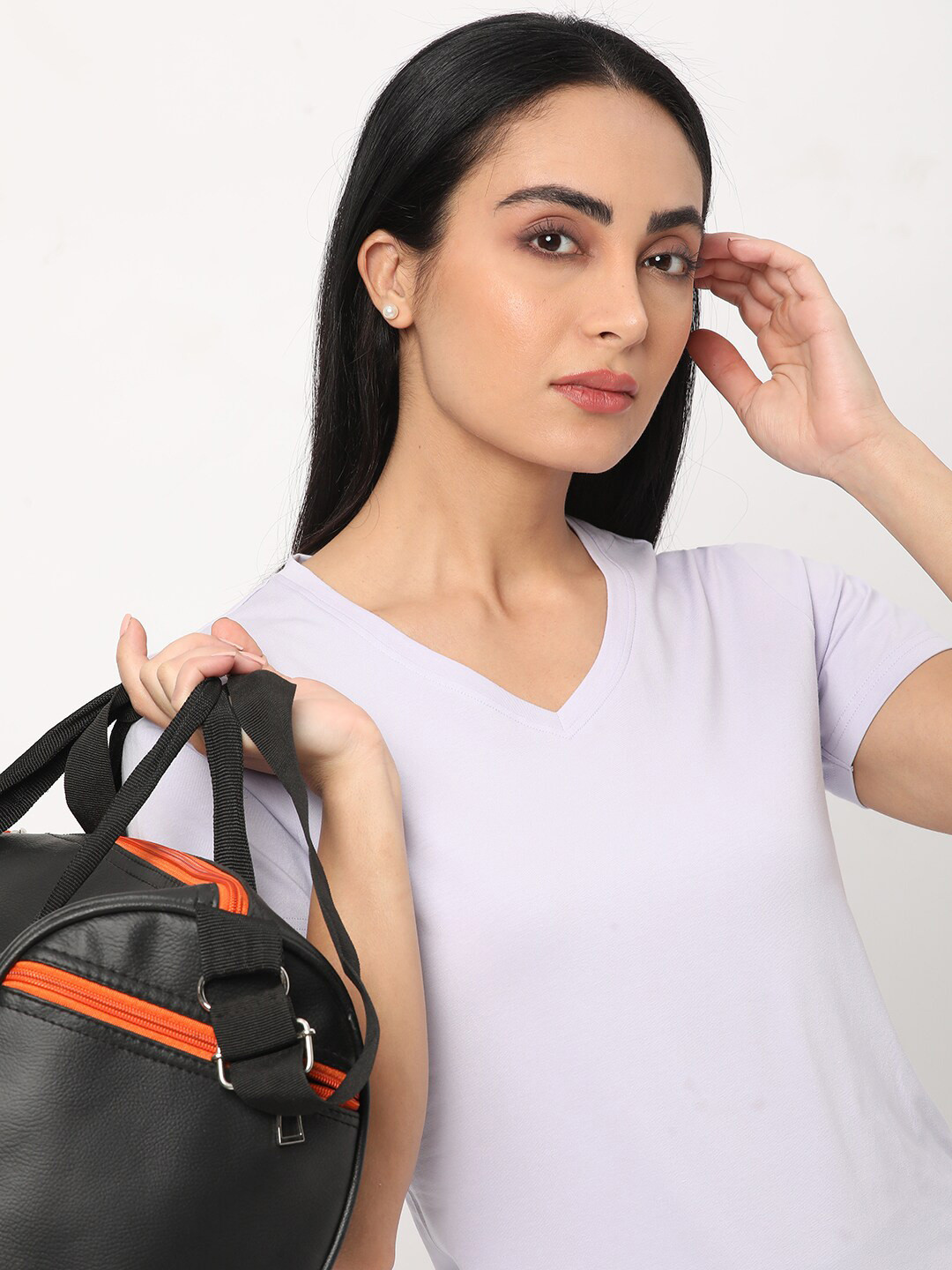 Purple Regular Fit Short Sleeves V-Neck Cotton T-shirt